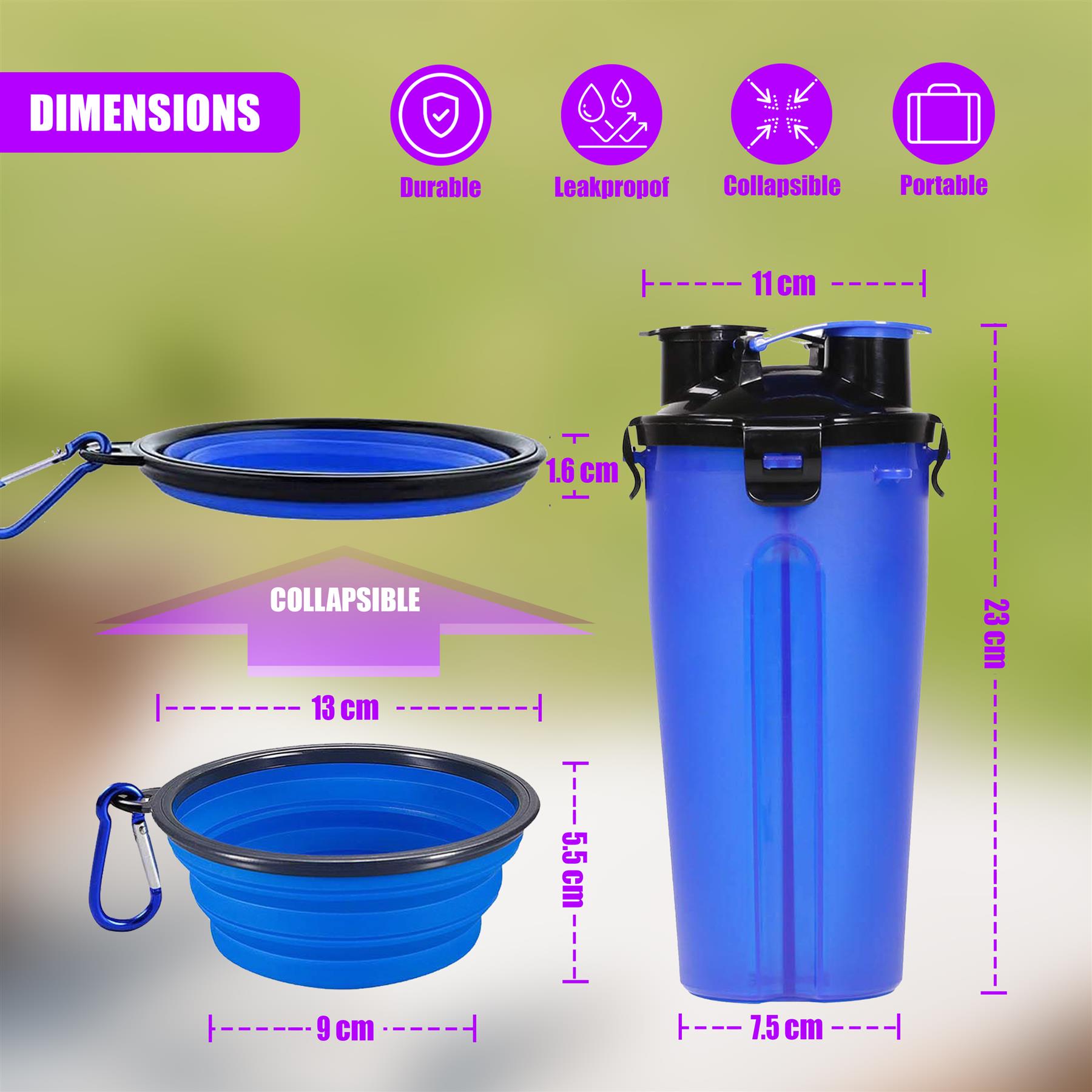 Foldable Bowl and Water Bottle Set for Pets by Geezy - The Magic Toy Shop