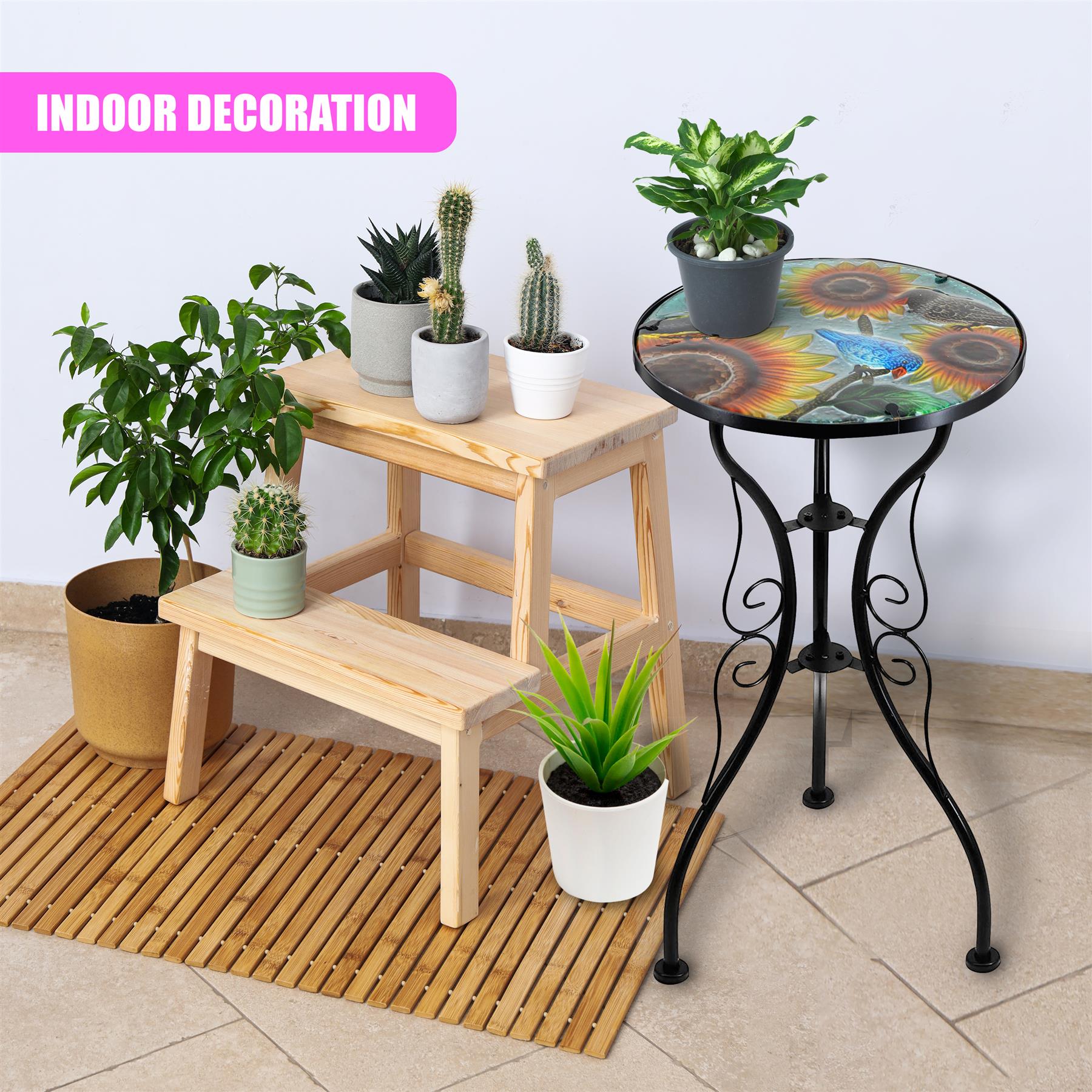 Round Side Mosaic Table With Sunflower Design by Geezy - The Magic Toy Shop