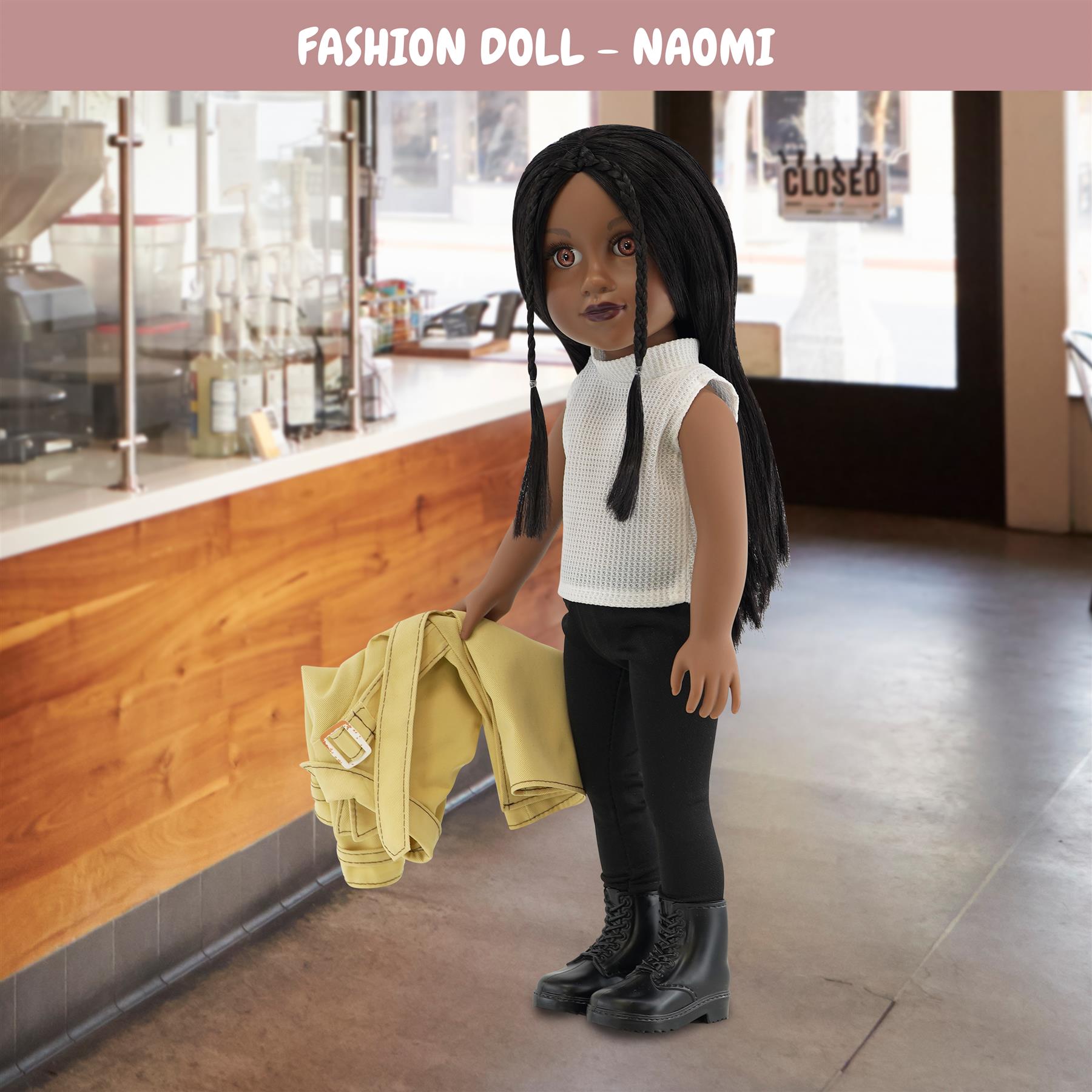 BiBi Fashion Black Doll "NAOMI" (47 cm / 18") by BiBi Doll - The Magic Toy Shop