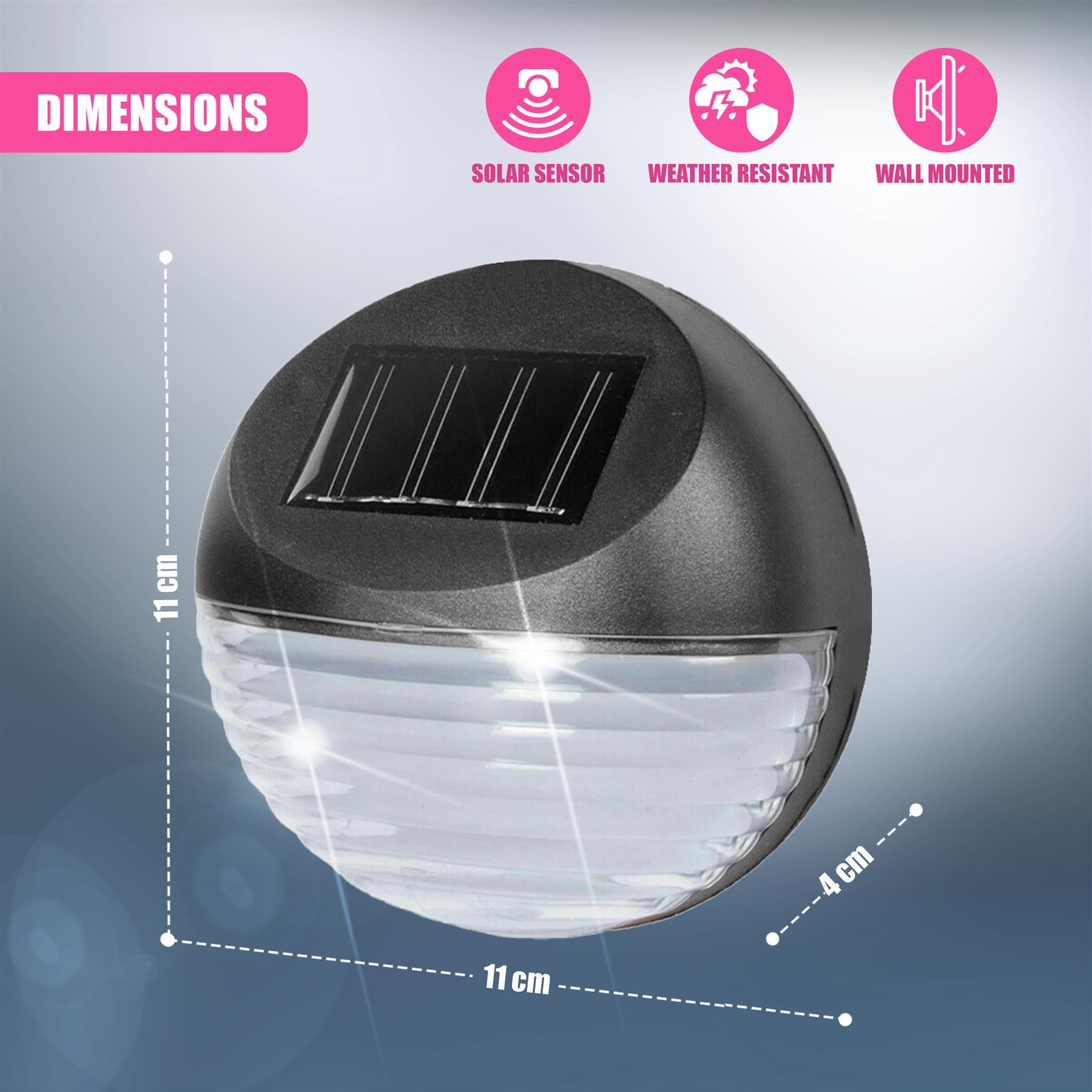 Solar Fence Lights, Set of 4 – Cold White LED, Black by GEEZY - The Magic Toy Shop