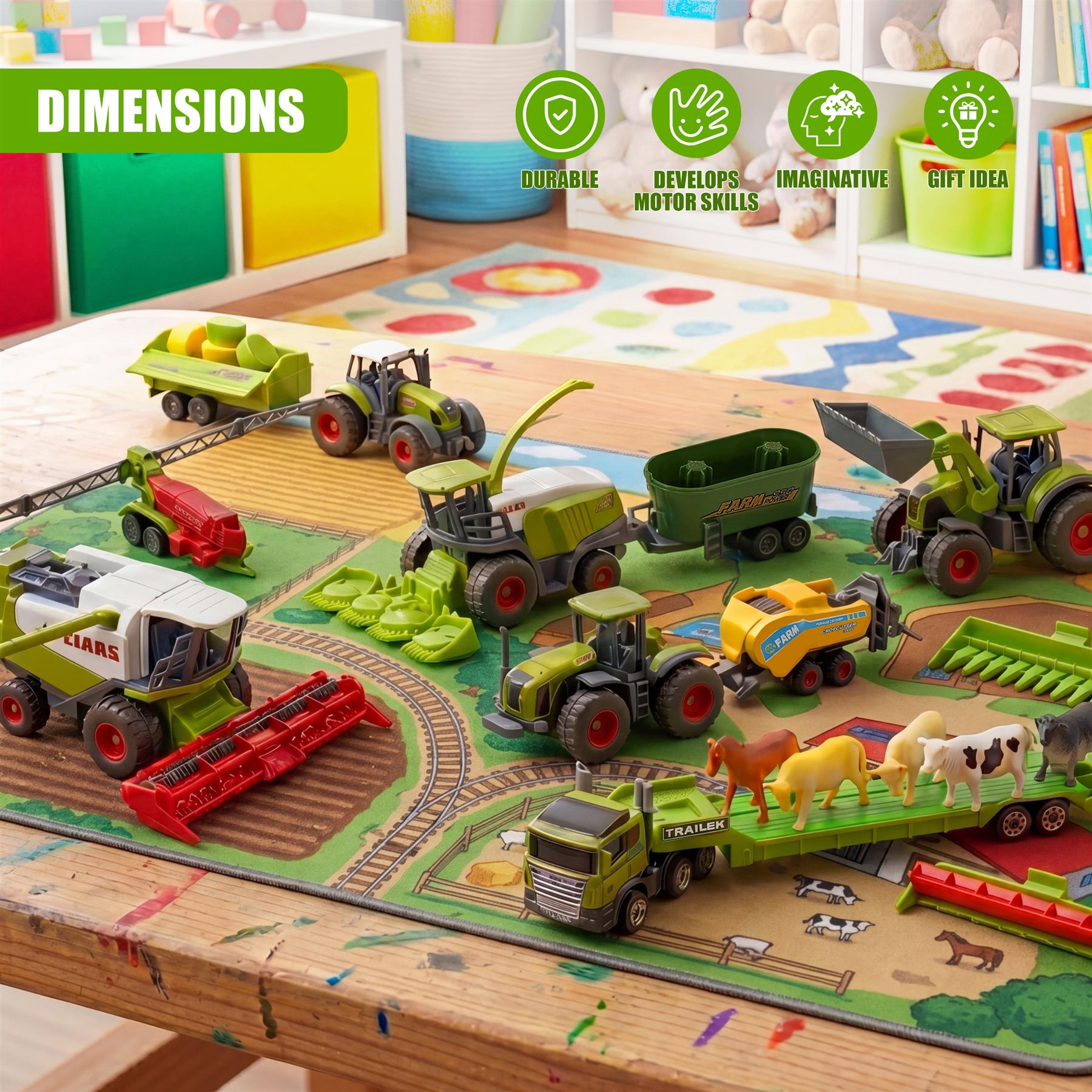 23 Piece Die Cast Farm Tractor & Animals Play Set