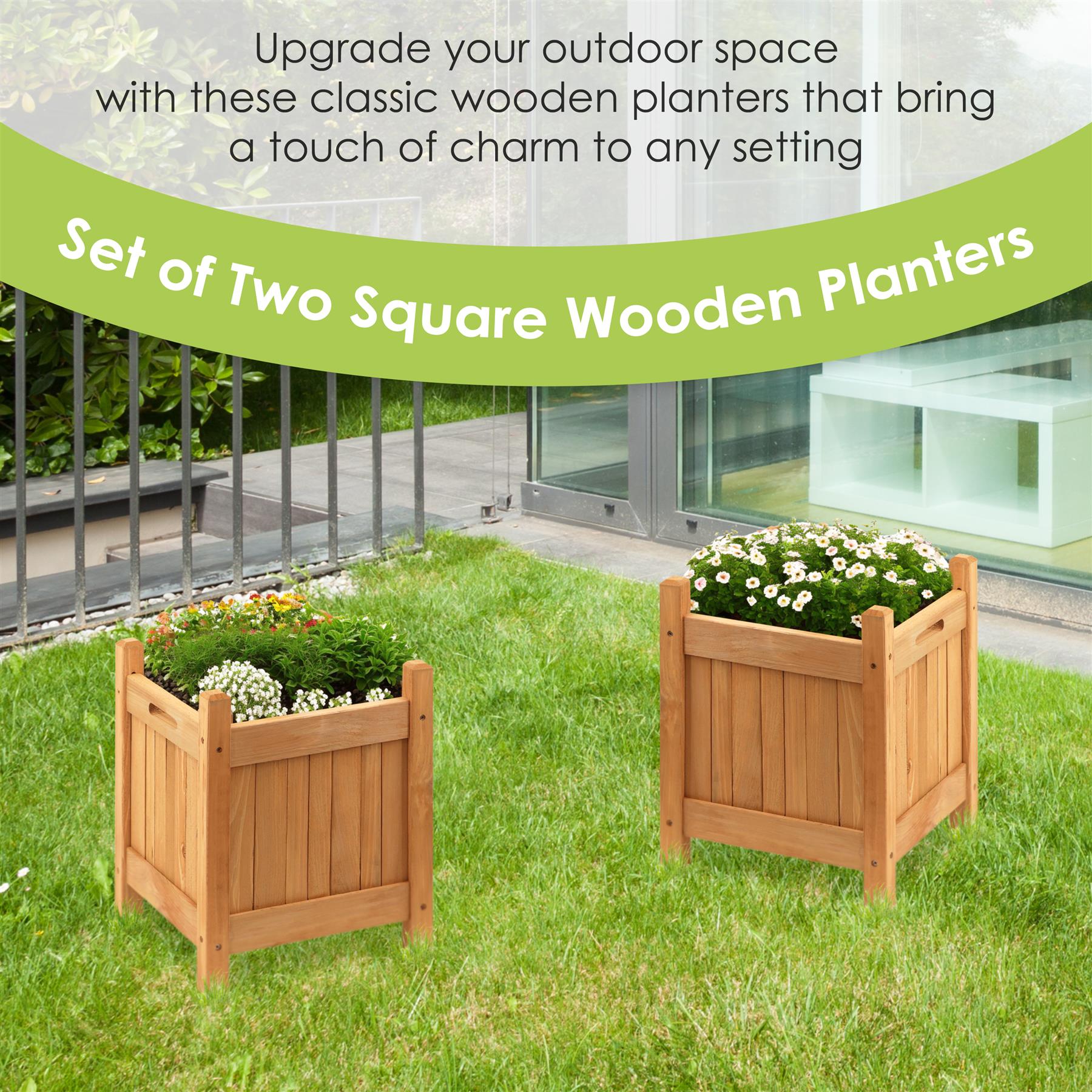 Wooden Planters Square Set of 2 by GEEZY - The Magic Toy Shop