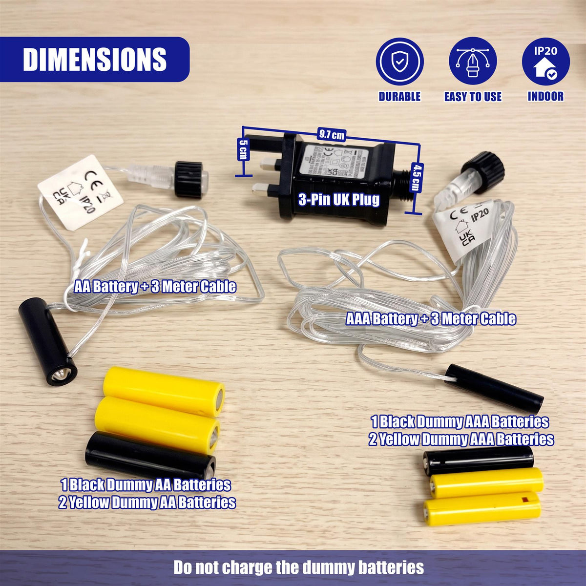 Battery to Mains Adapter for AA & AAA