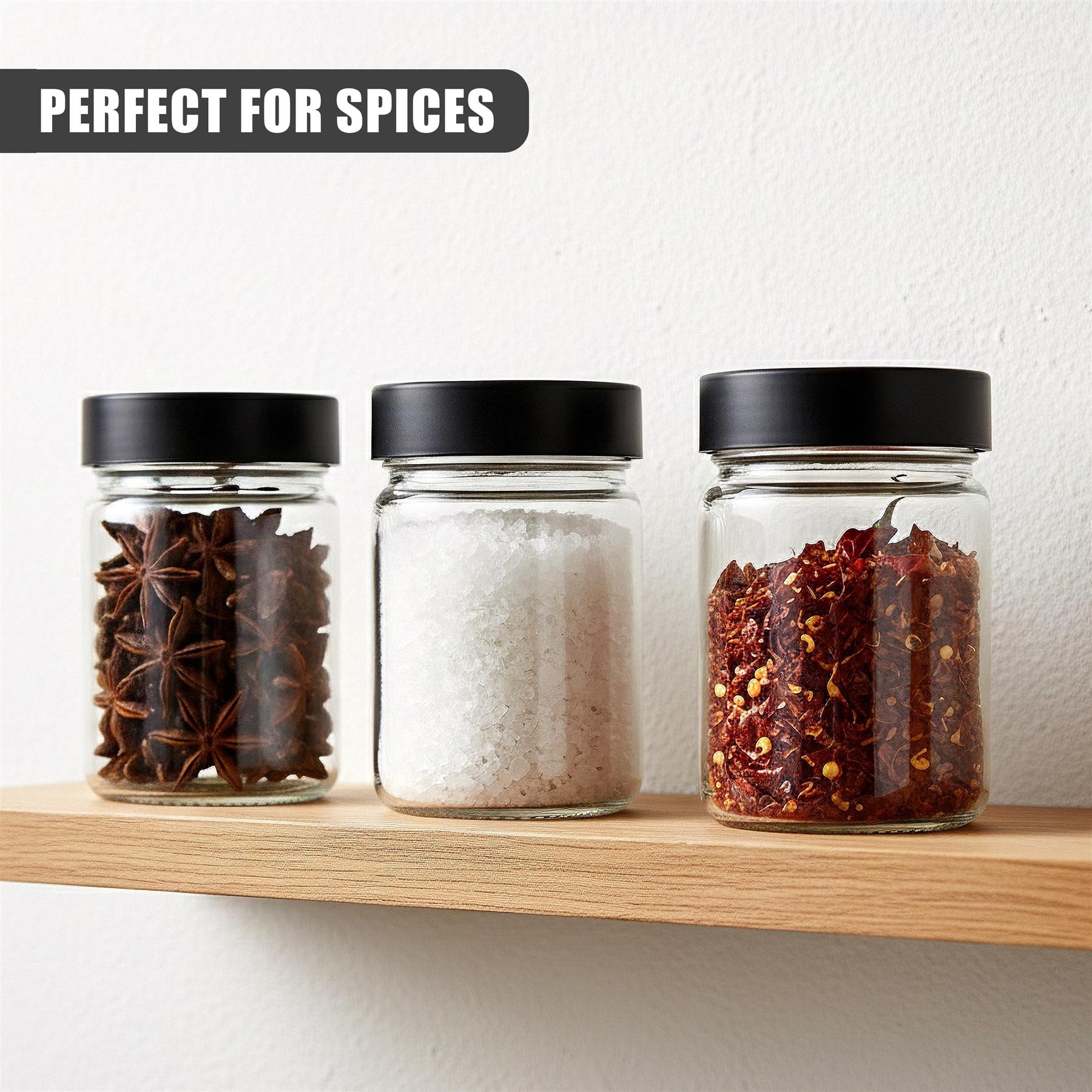 Set of 6 Glass Spice Jars with Screw Lids