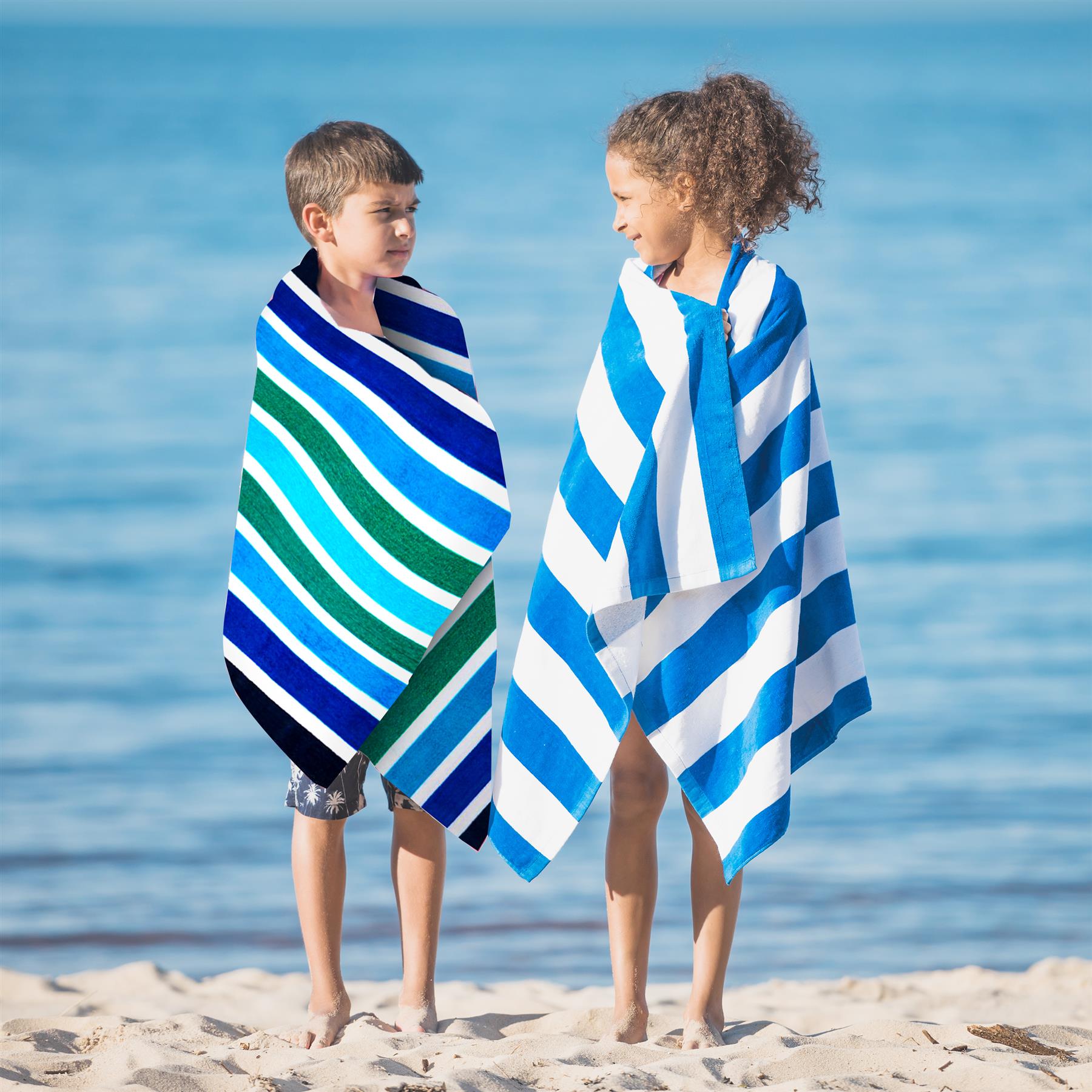 Large Velour Striped Beach Towel (Midnight Oasis) by GEEZY - The Magic Toy Shop