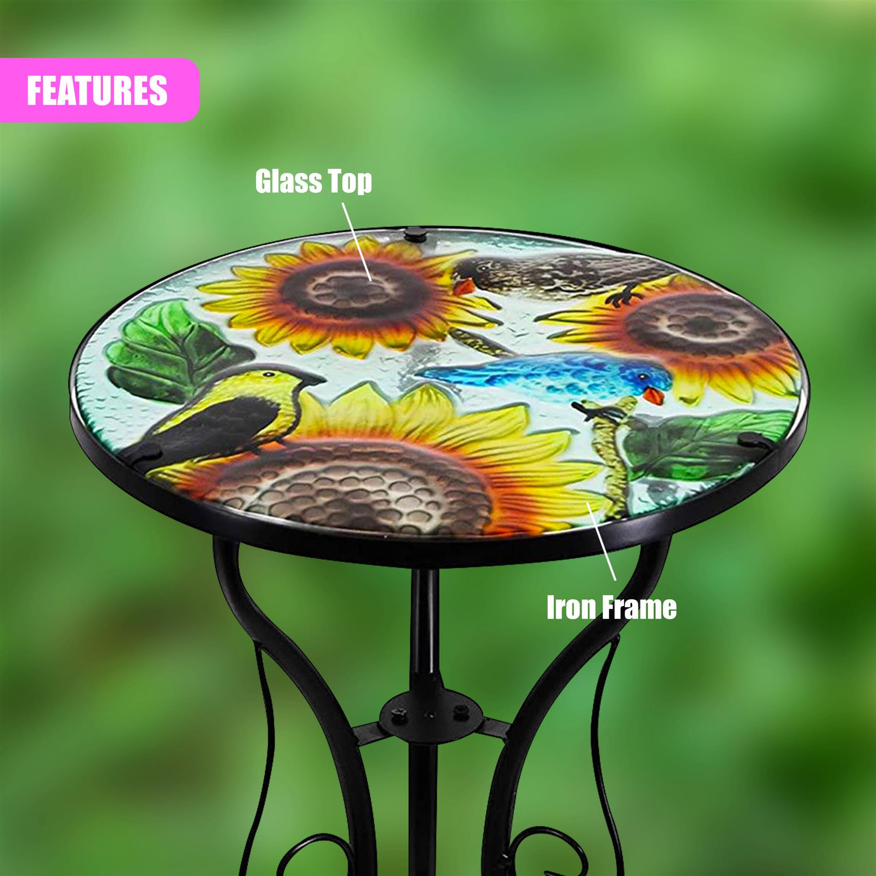 Round Side Mosaic Table With Sunflower Design by Geezy - The Magic Toy Shop
