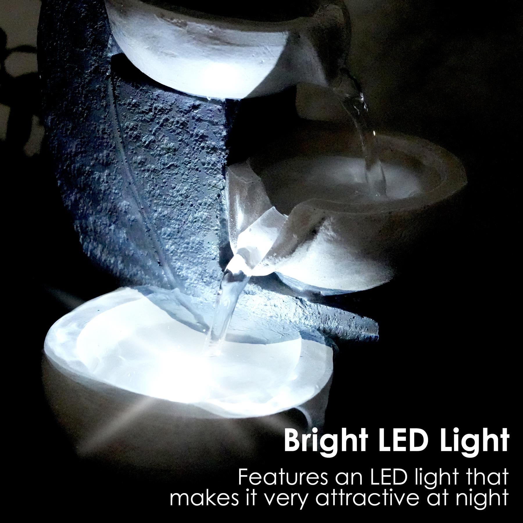 White Bowls Water Feature Indoor With LED by GEEZY - The Magic Toy Shop