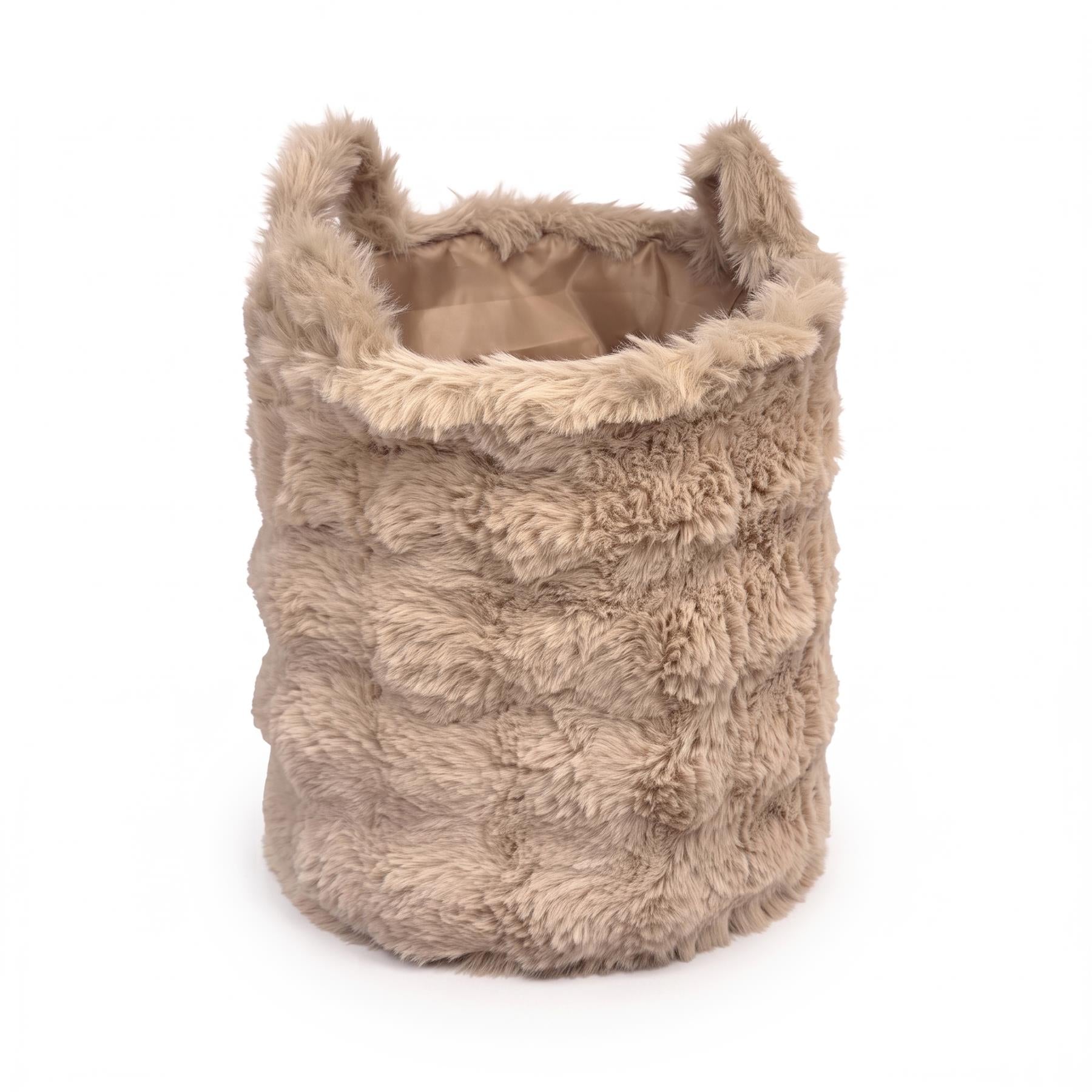 Faux Fur Round Storage Basket
