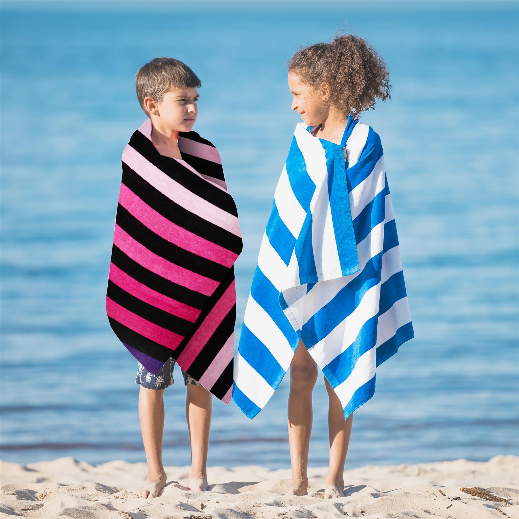 Large Velour Striped Beach Towel (Sunset) by GEEZY - The Magic Toy Shop