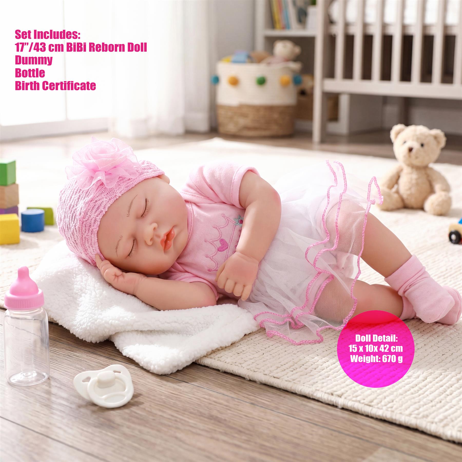 BiBi Doll Reborn Girl "Cherry" (43 cm / 17")