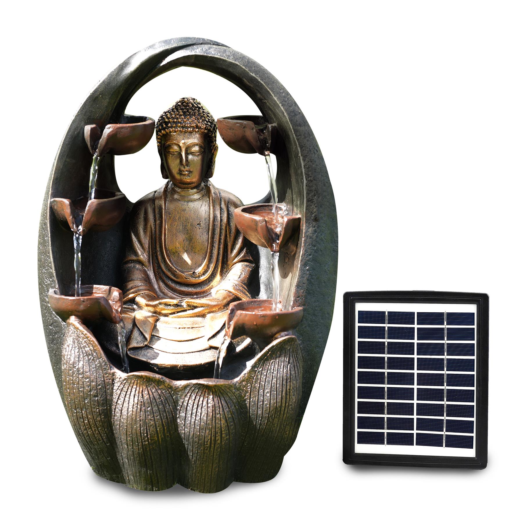 Golden Buddha Solar Water Feature Outdoor With LED by GEEZY - The Magic Toy Shop