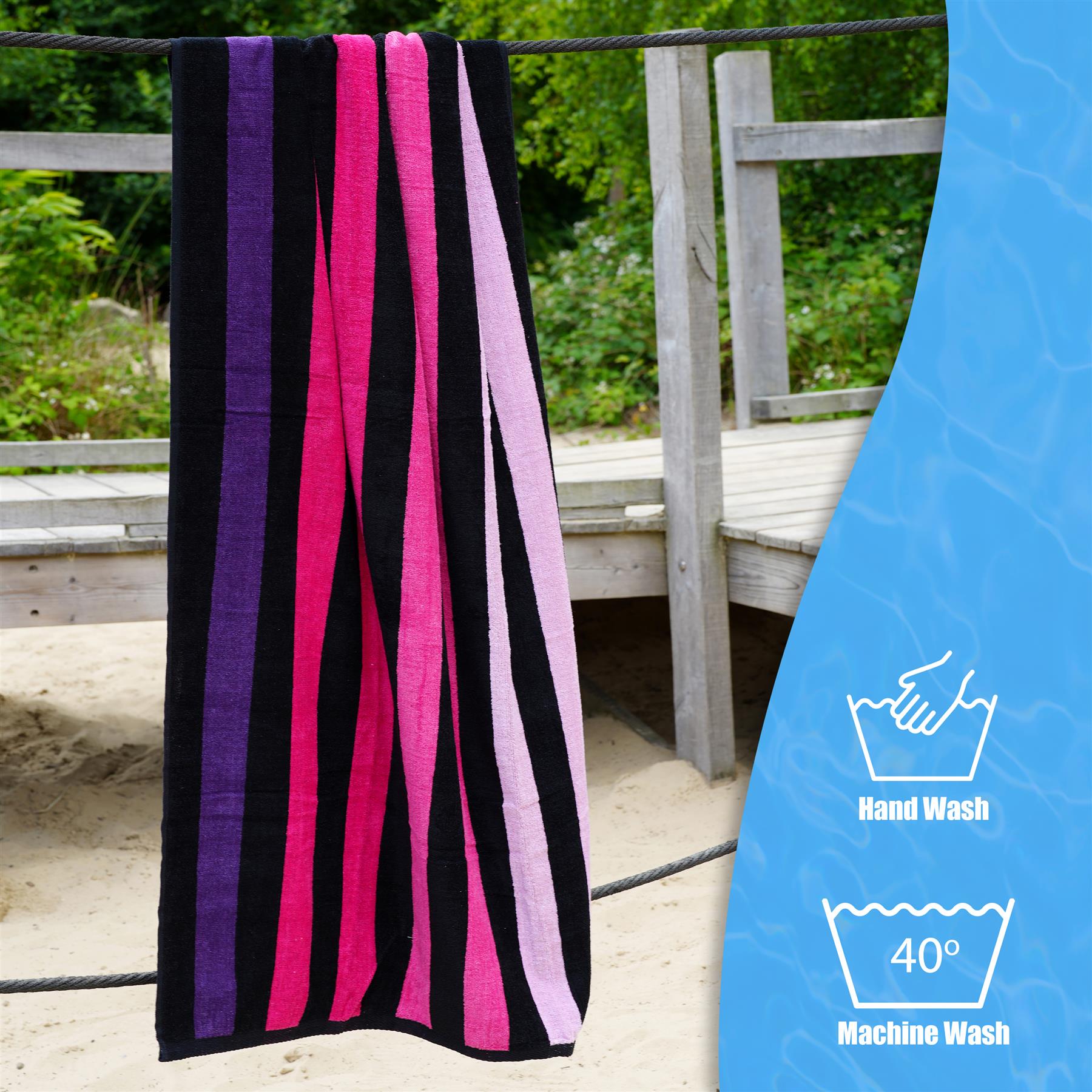 Large Velour Striped Beach Towel (Sunset) by GEEZY - The Magic Toy Shop