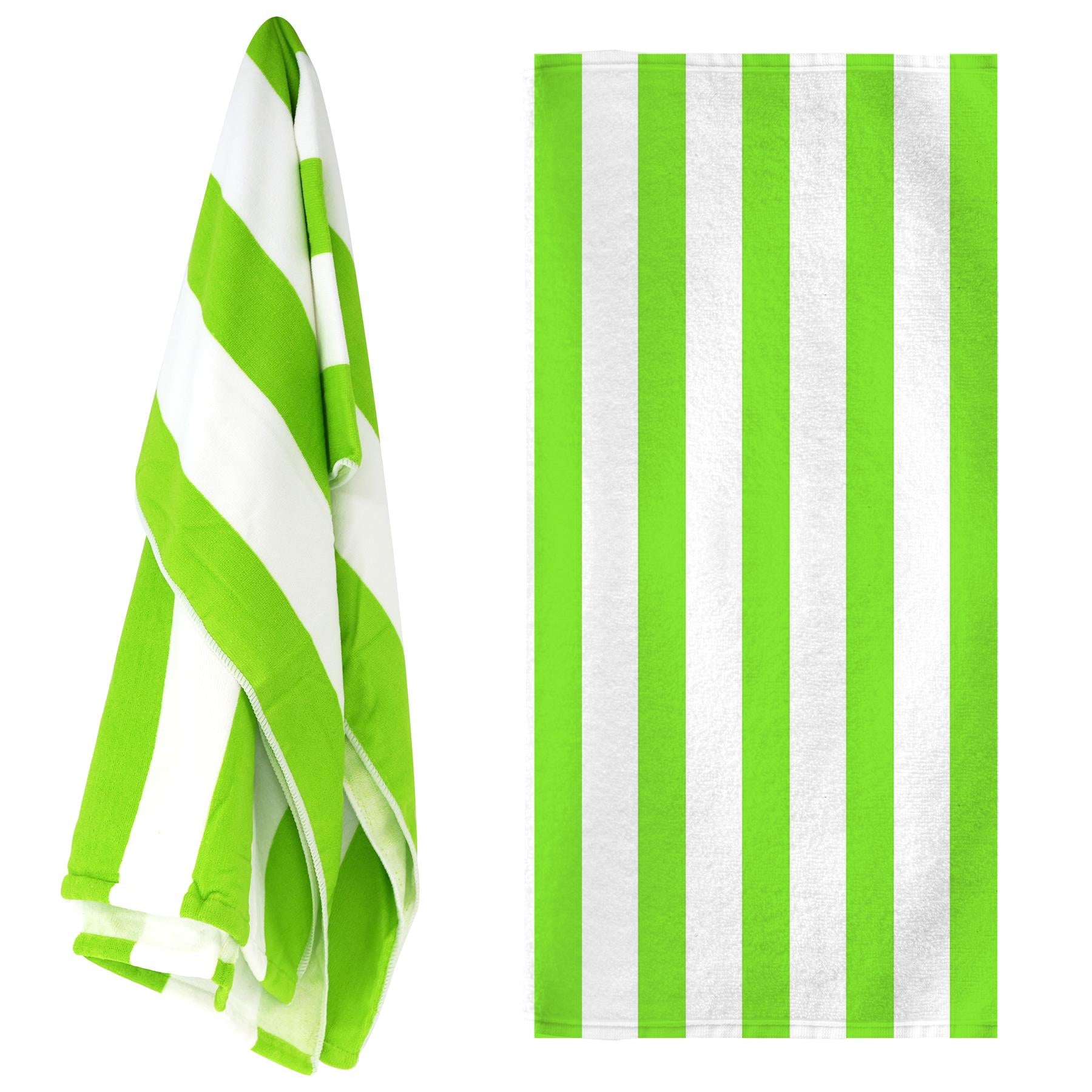 Beach Bath Towel Large Microfibre Green Striped by GEEZY - The Magic Toy Shop