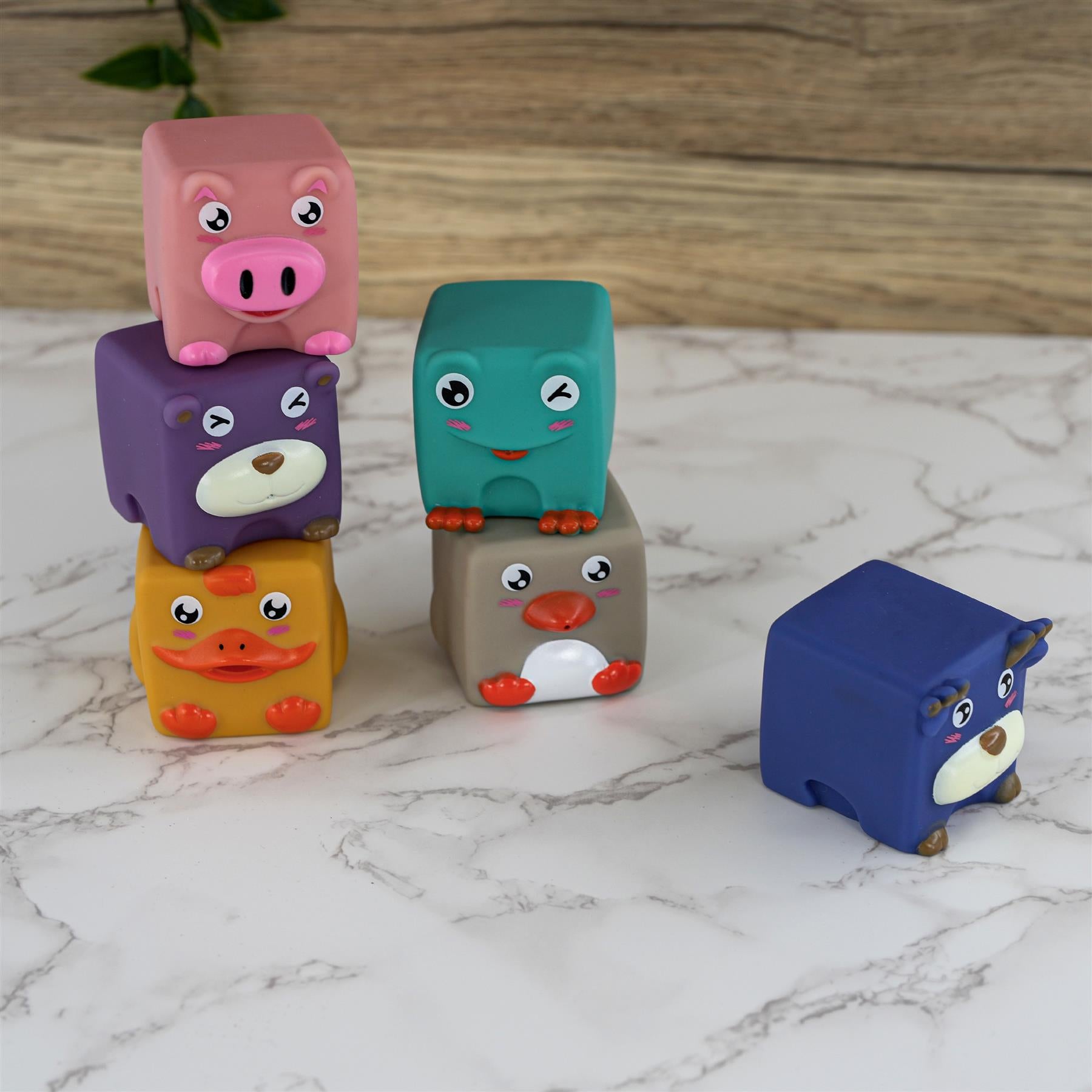 6 Pieces Stacking Building Blocks With Squeaky Sound by The Magic Toy Shop - The Magic Toy Shop