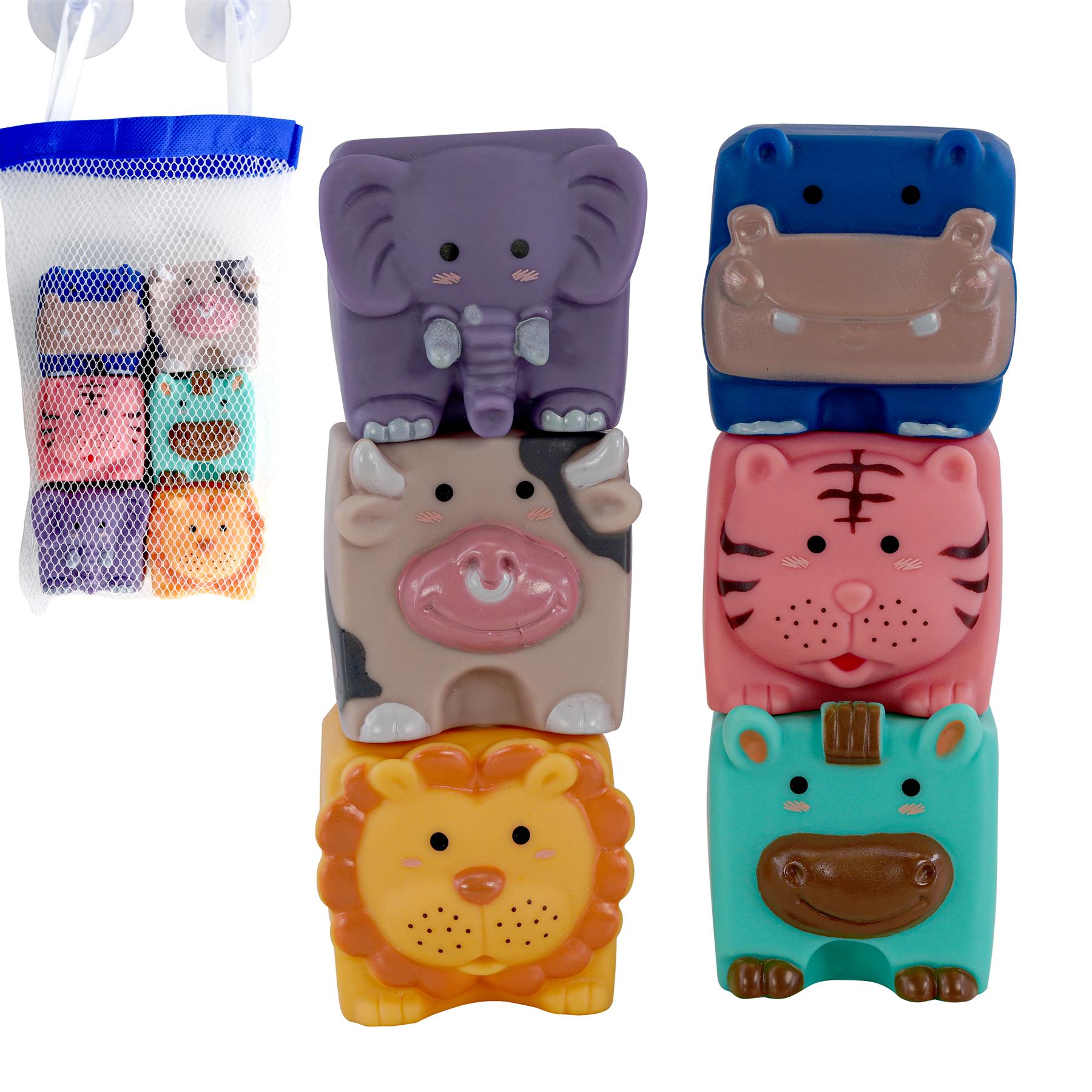 6 Pieces Stacking Building Blocks With Squeaky Sound by The Magic Toy Shop - The Magic Toy Shop