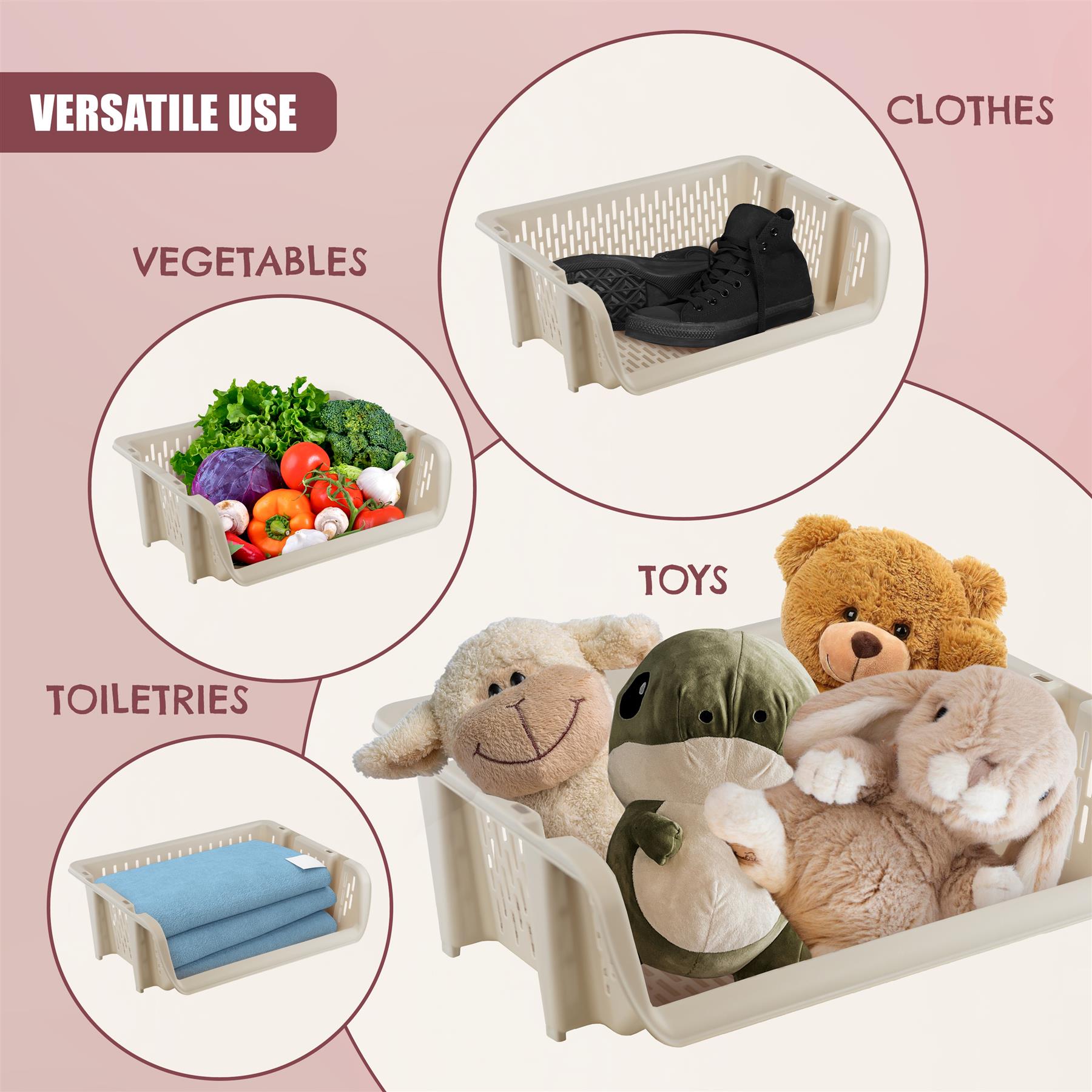 Stackable Storage Baskets Set of 4 by GEEZY - The Magic Toy Shop