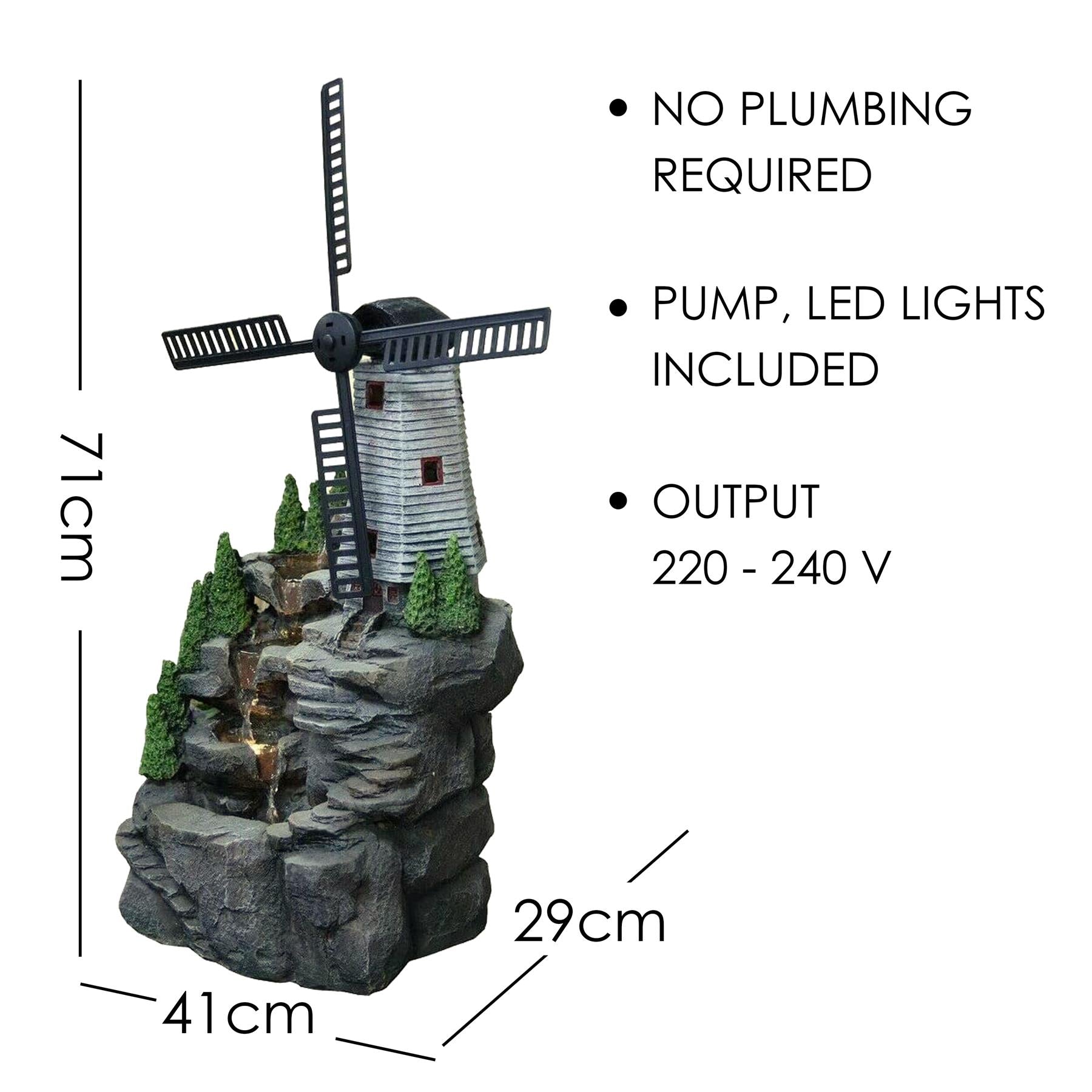 Windmill Water Feature Outdoor With LED by GEEZY - The Magic Toy Shop