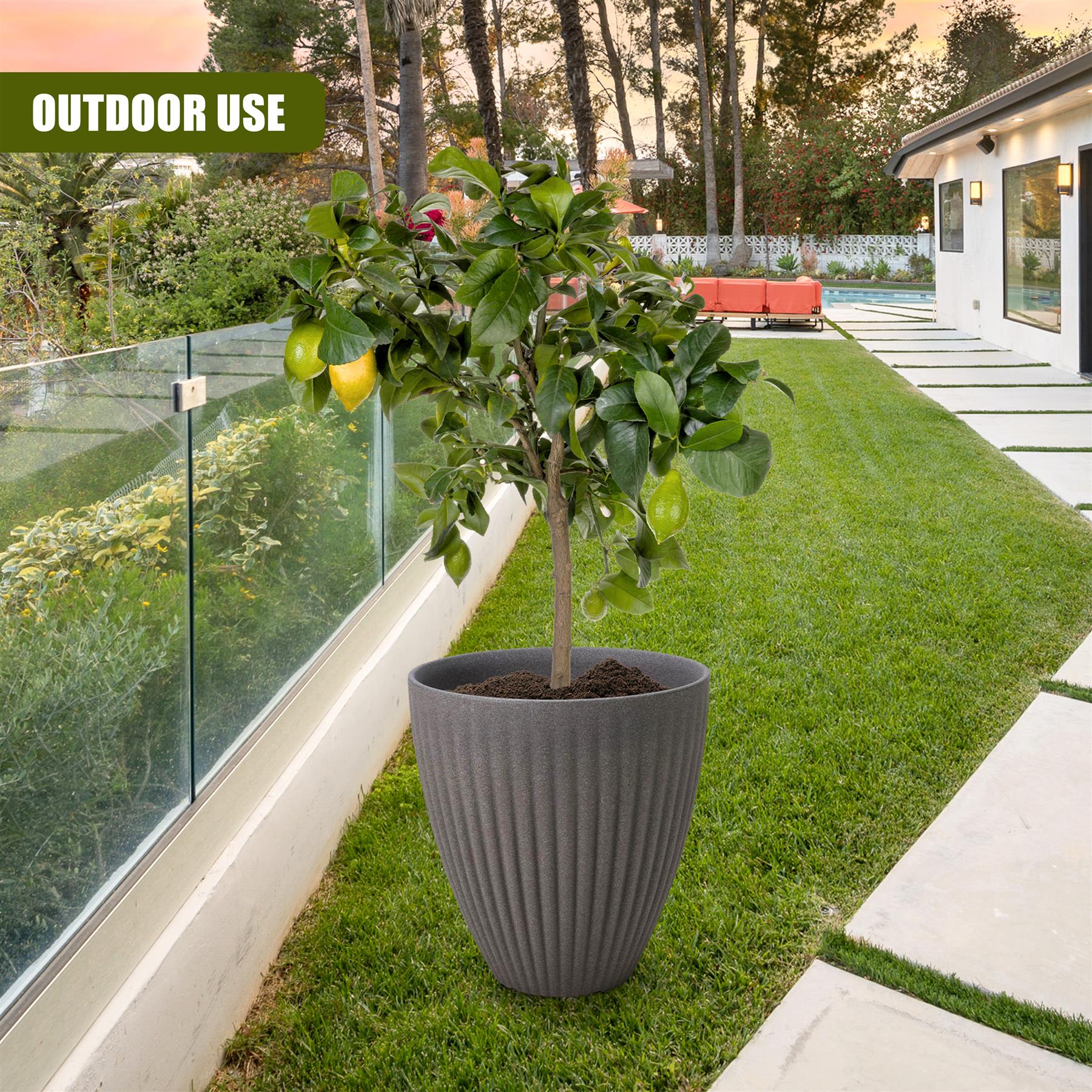 Large Grey Round Planter by GEEZY - The Magic Toy Shop