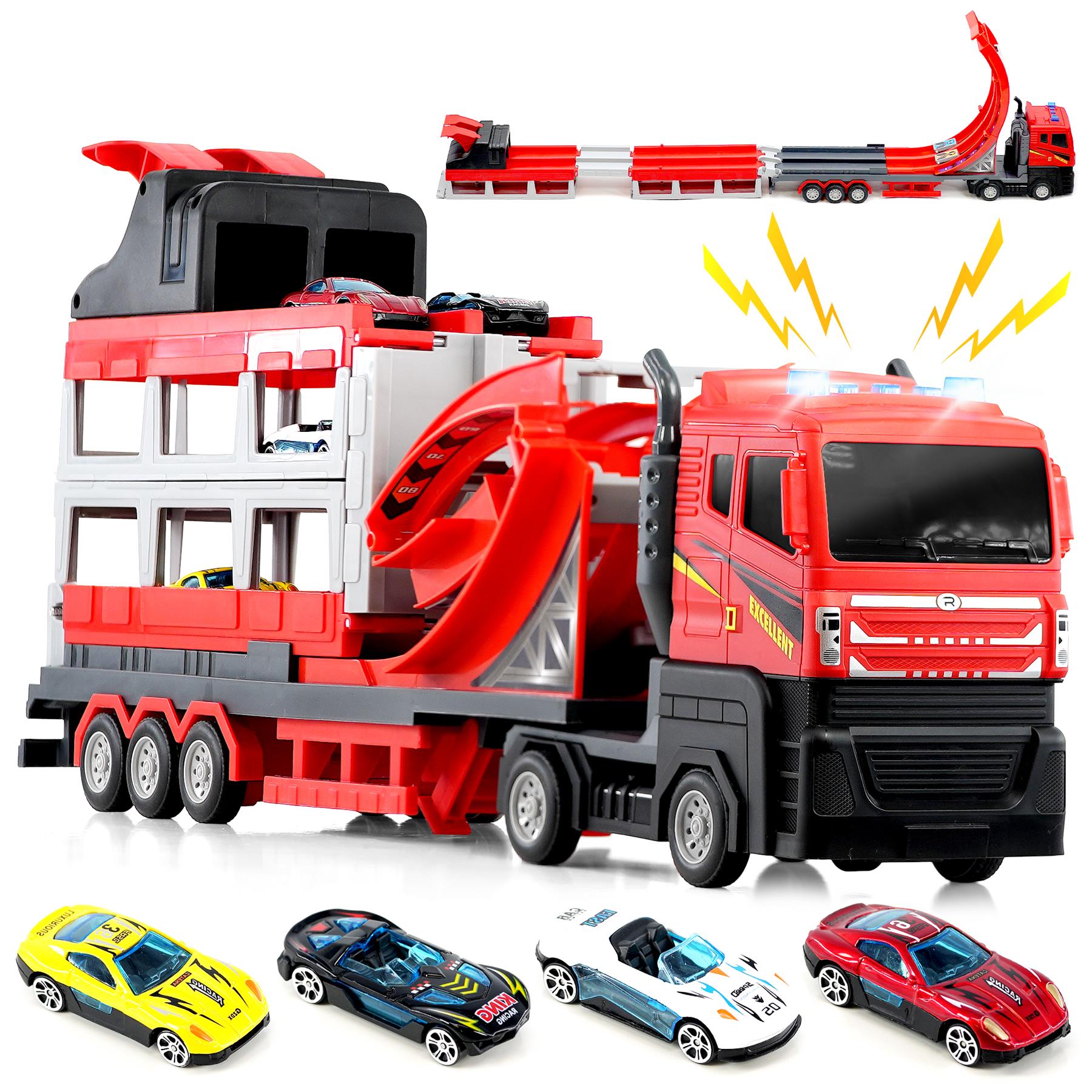 Transport Catapult Truck With Folding Race Track & 4 Cars by The Magic Toy Shop - The Magic Toy Shop