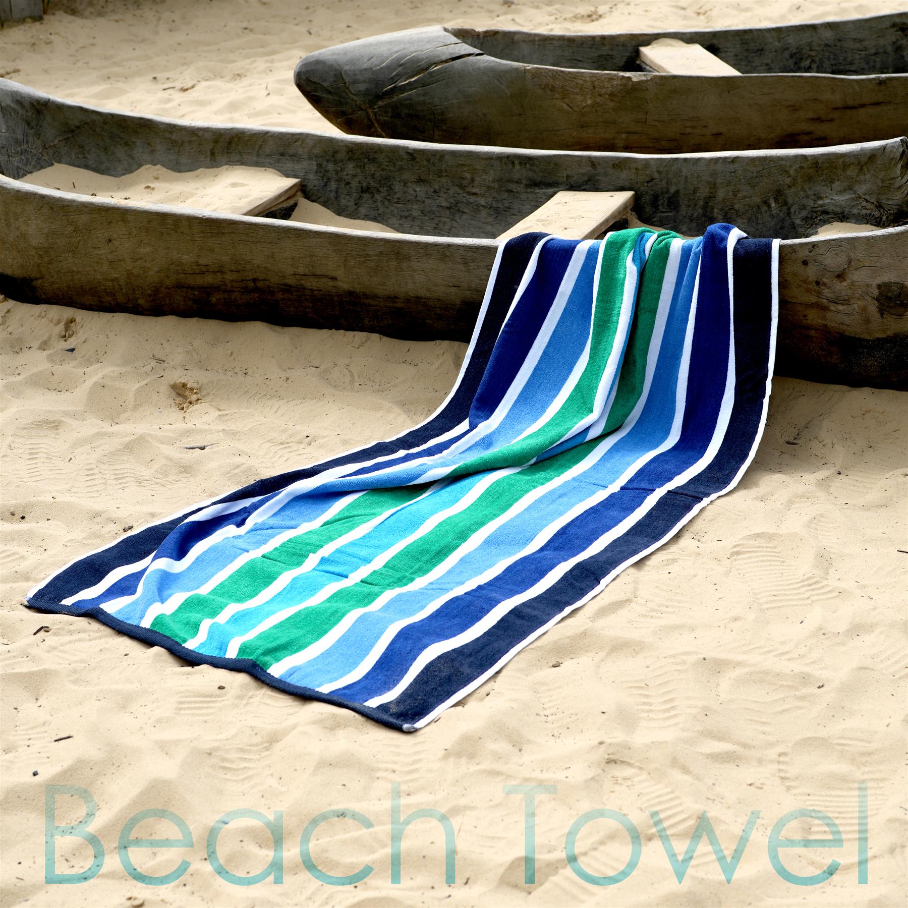 Large Velour Striped Beach Towel (Midnight Oasis) by GEEZY - The Magic Toy Shop