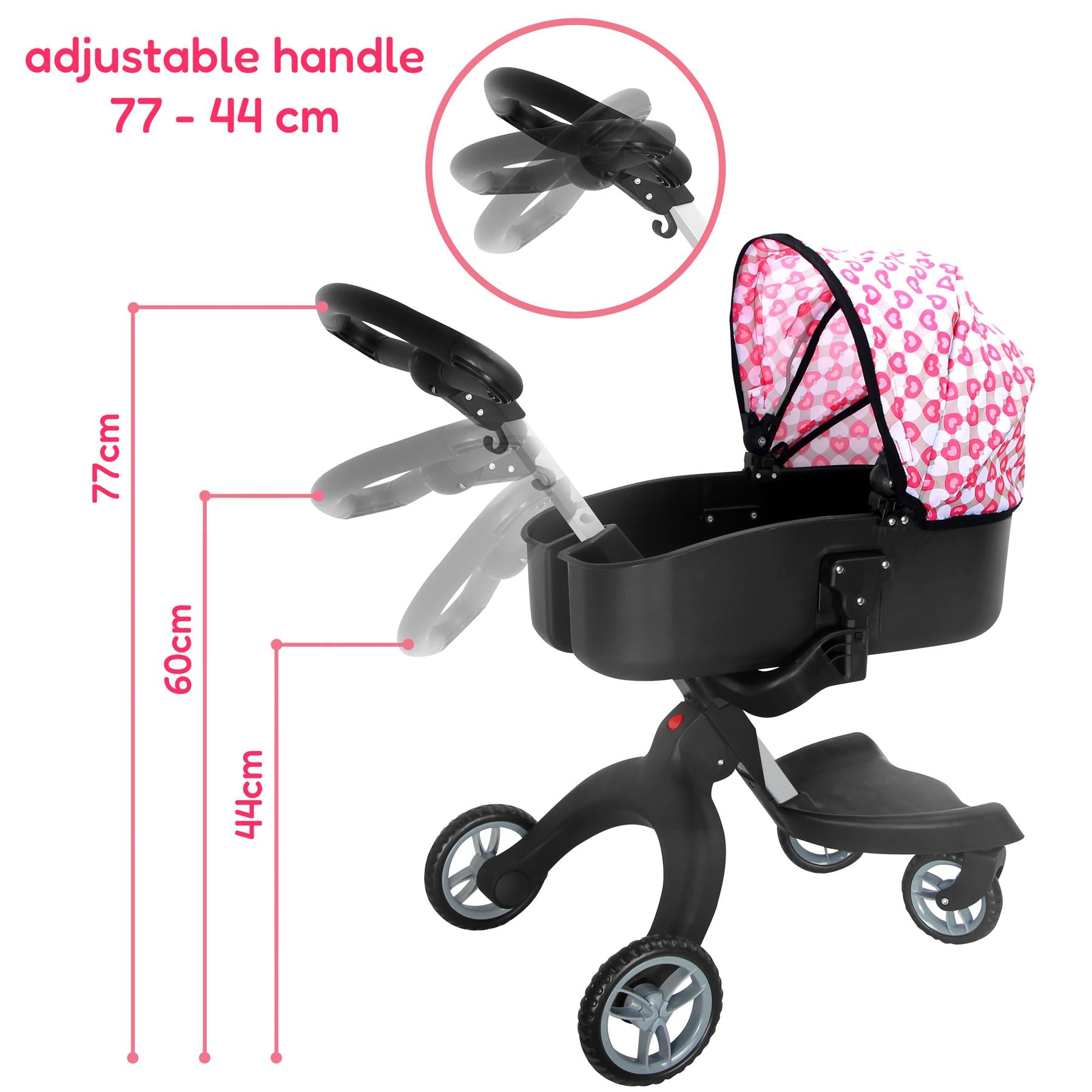 2-In-1 Pink Doll Pram & Carrier by BiBi Doll - The Magic Toy Shop