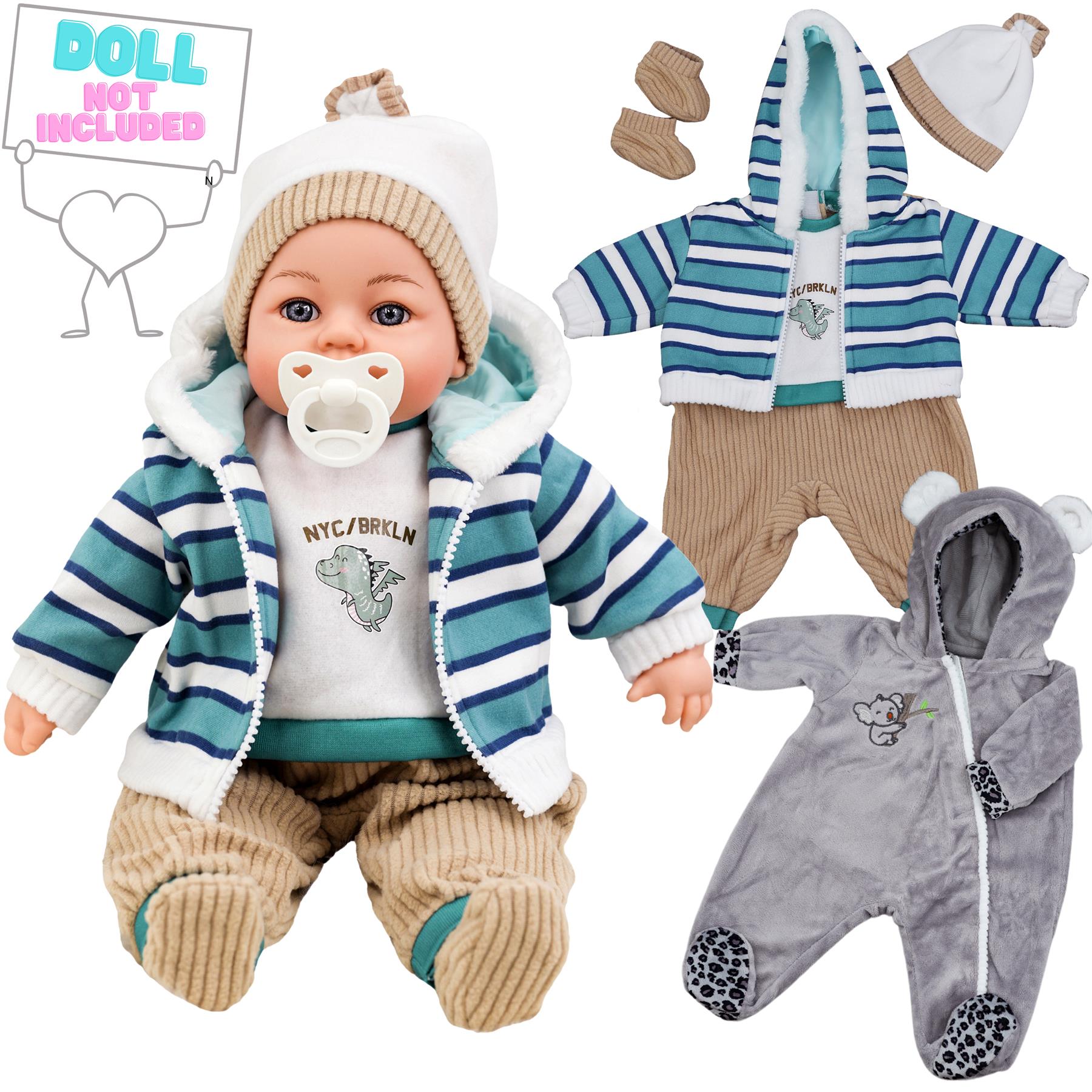 BiBi Outfits - Set of Two Doll Clothes (Koala & Stripy) (45 cm / 18") by BiBi Doll - The Magic Toy Shop
