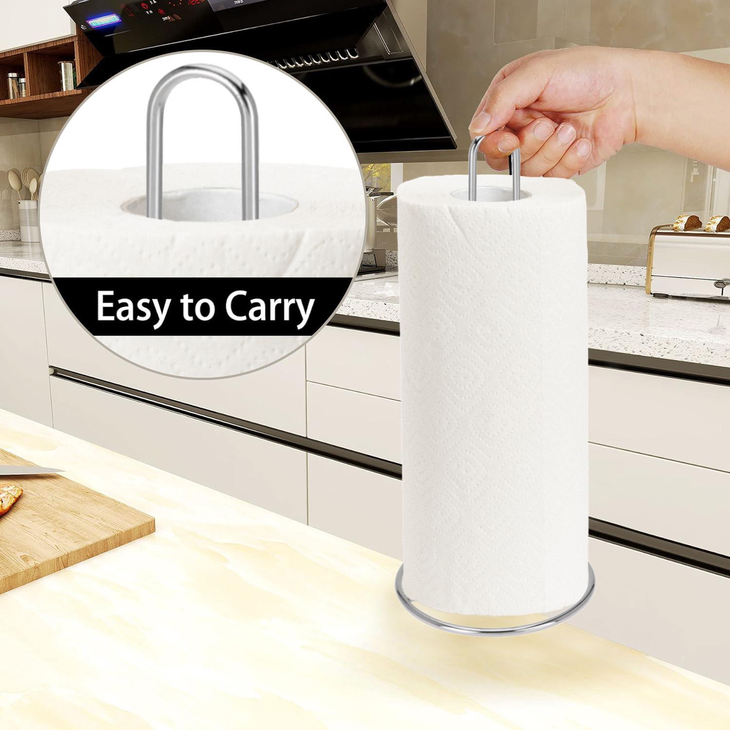 A stainless steel paper towel holder with a unique design, featuring a stainless steel paper towel holder with a spring-loaded mechanism that can hold multiple paper towels, and a compact design that can be easily mounted on the wall or placed on a countert. - The Magic Toy Shop