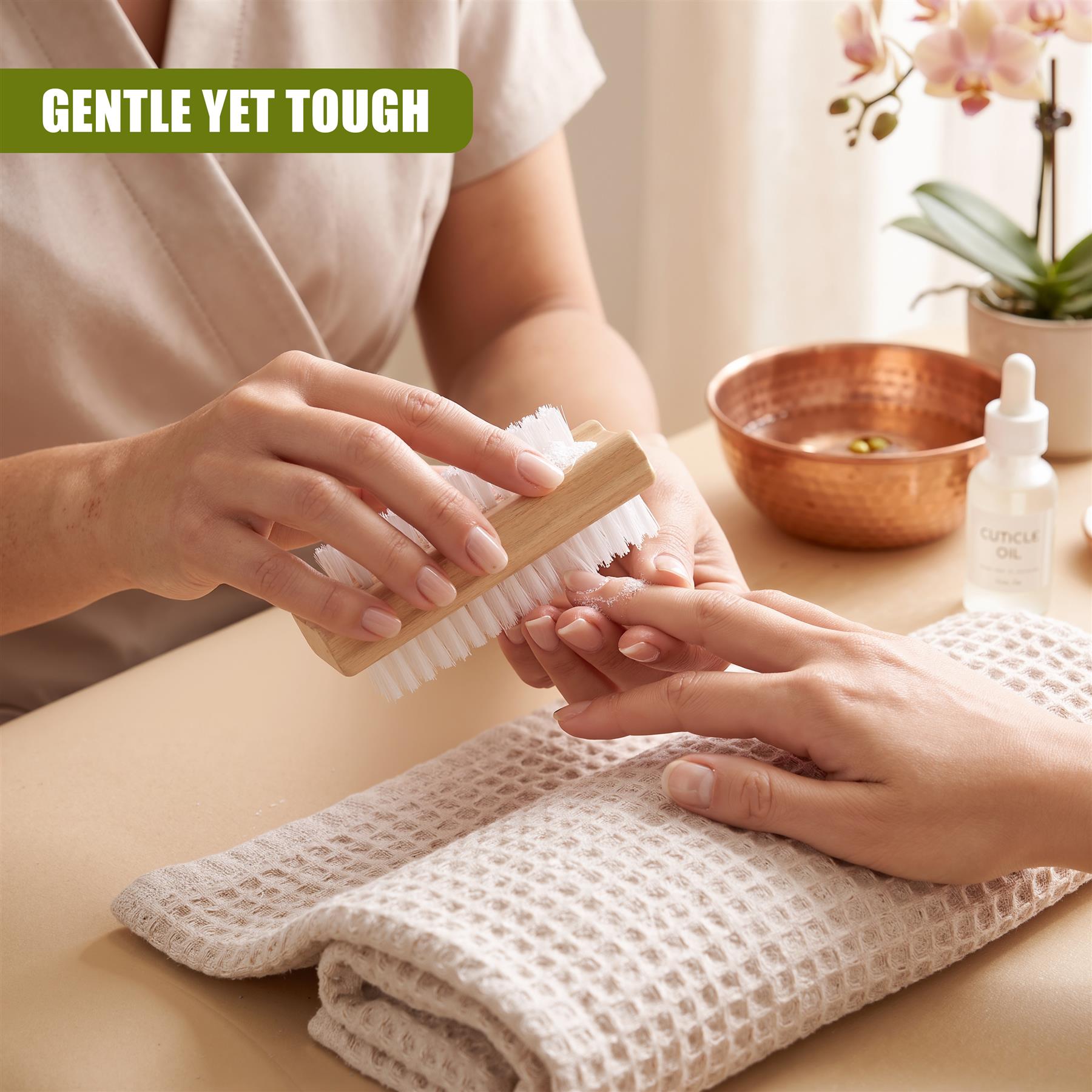 Wooden Double Sided Nail Brushes with Firm Bristles