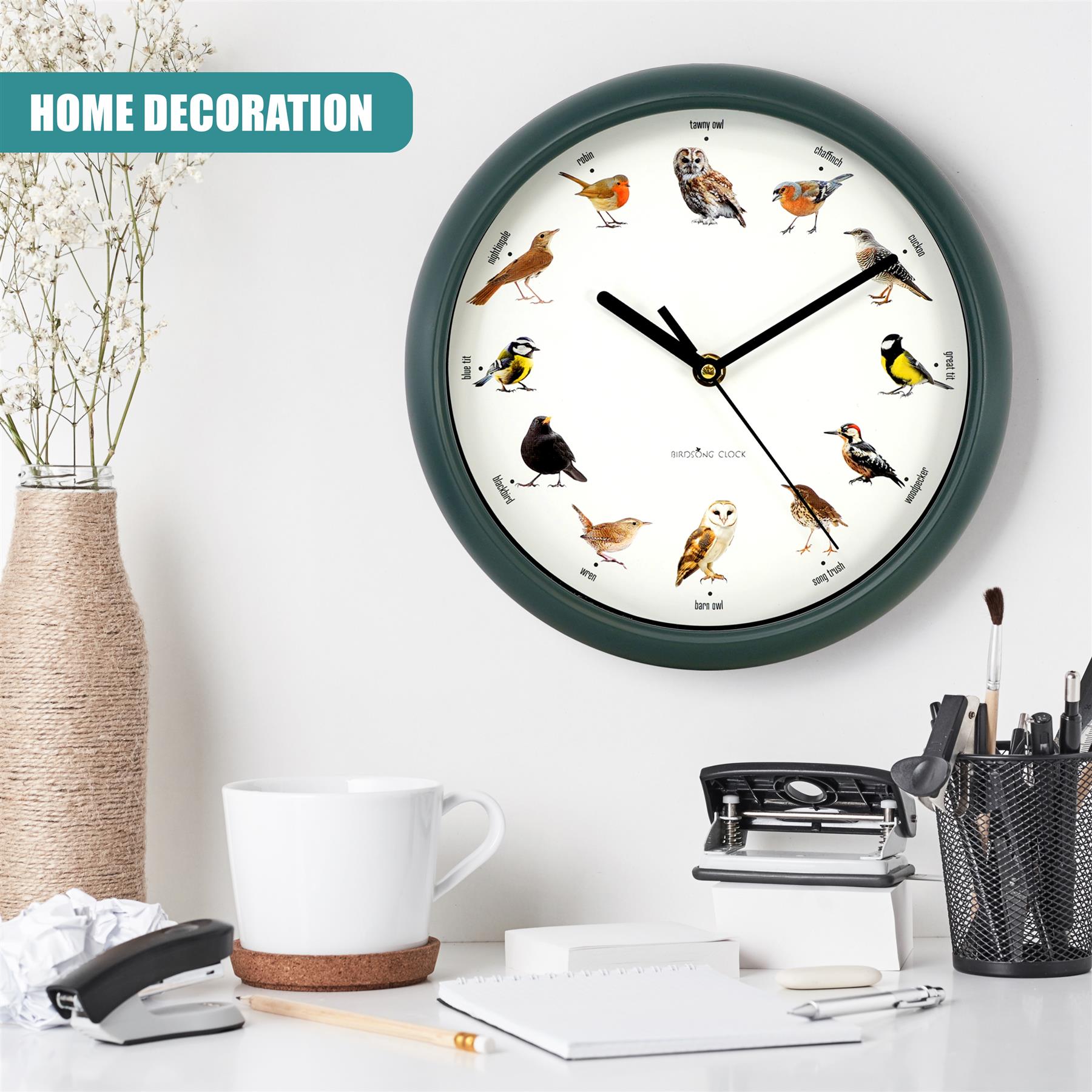 Birdsong Wall Clock with 12 Songs by GEEZY - The Magic Toy Shop