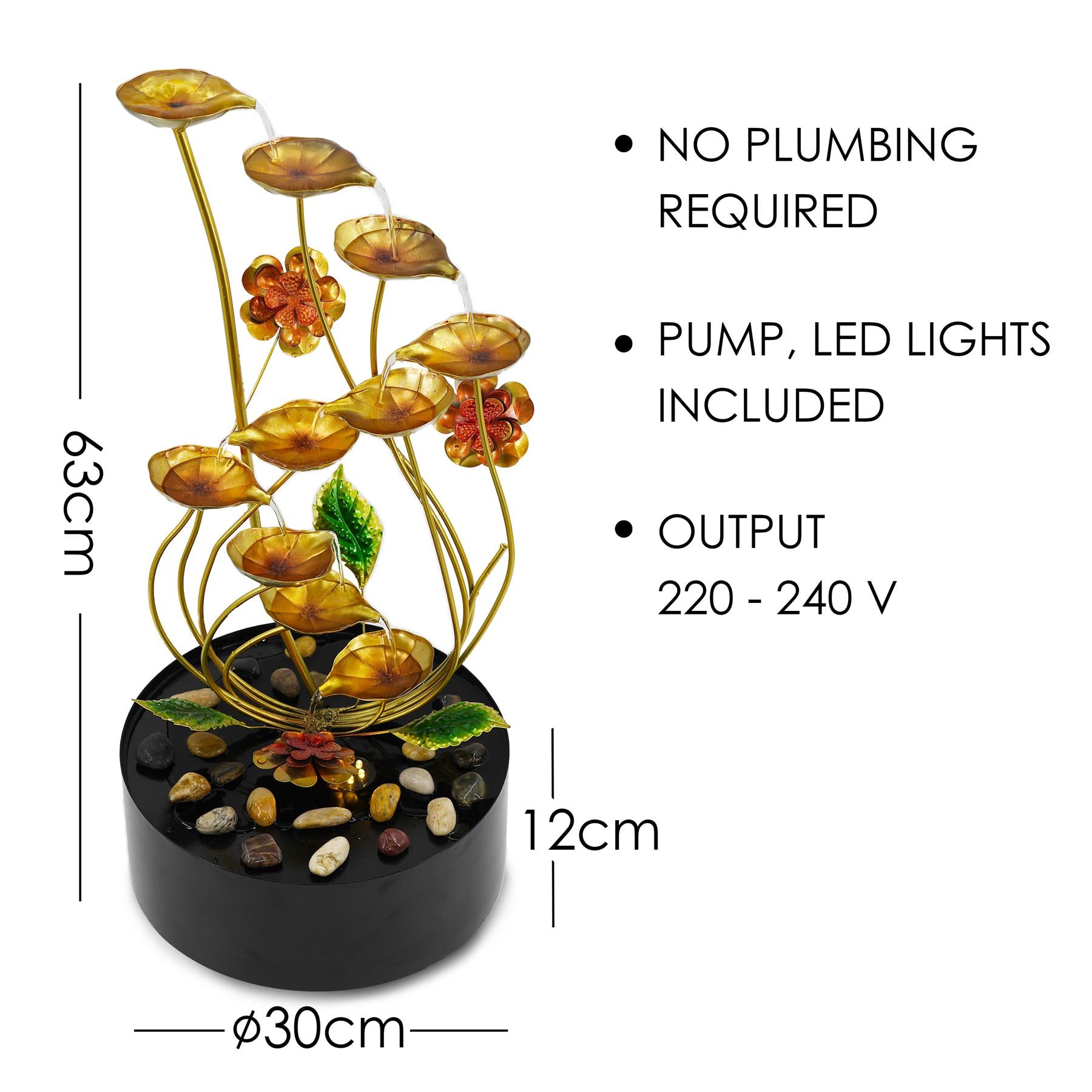 Metal Spiral Water Feature Outdoor With LED by GEEZY - The Magic Toy Shop