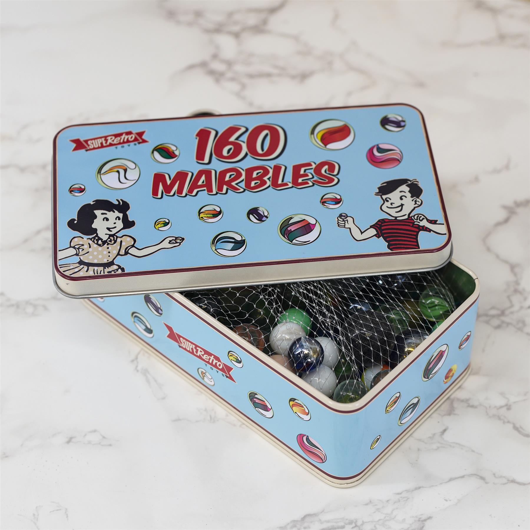Classic Glass Marbles In A Tin by The Magic Toy Shop - The Magic Toy Shop