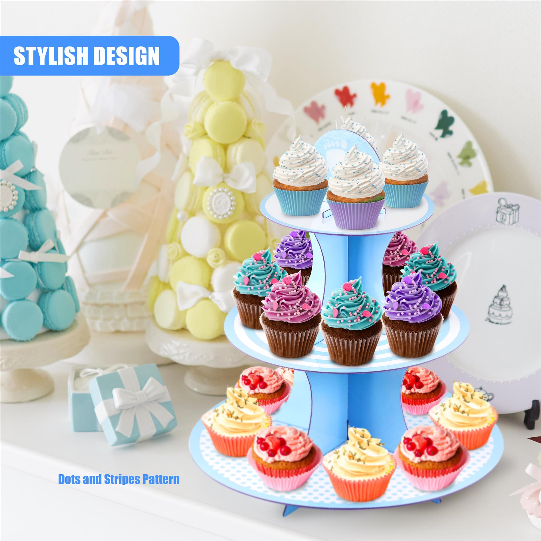 3 Tier Cardboard Cupcake Stand by GEEZY - The Magic Toy Shop