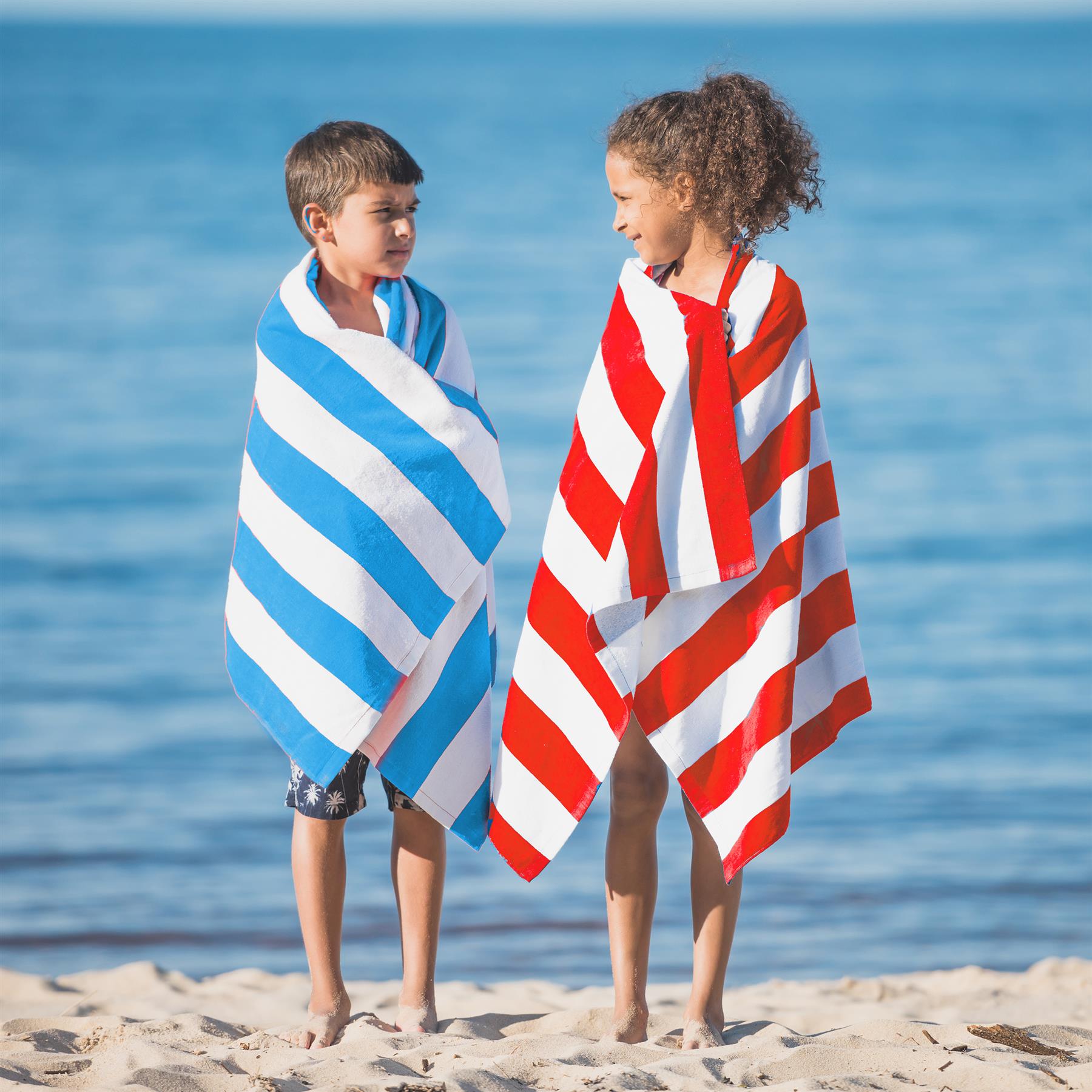 Beach Bath Towel Large Microfibre Blue Striped by GEEZY - The Magic Toy Shop