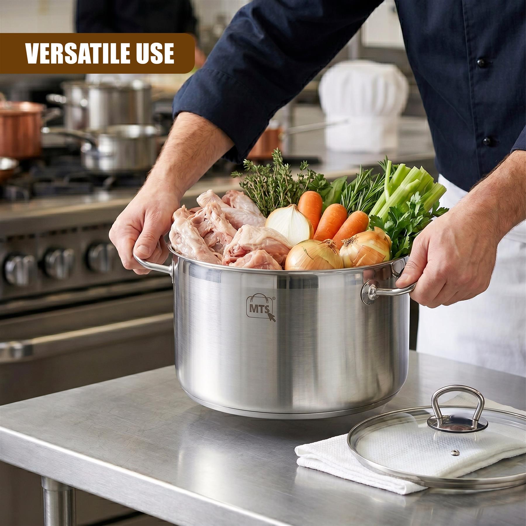 Stainless Steel Stock Pot with Glass Lid - 9 L