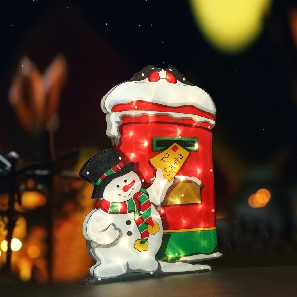 Christmas Silhouette Lights Postbox Snowman by GEEZY - The Magic Toy Shop