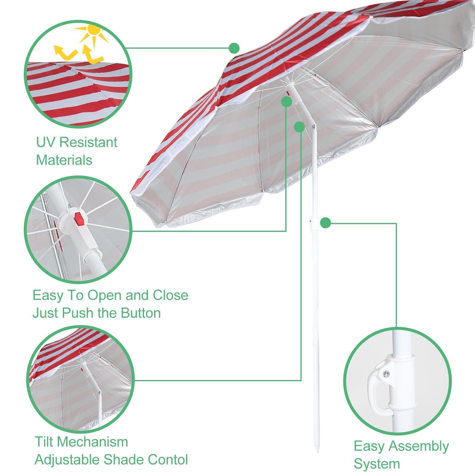 Red Garden Parasol 1.7m by The Magic Toy Shop - The Magic Toy Shop