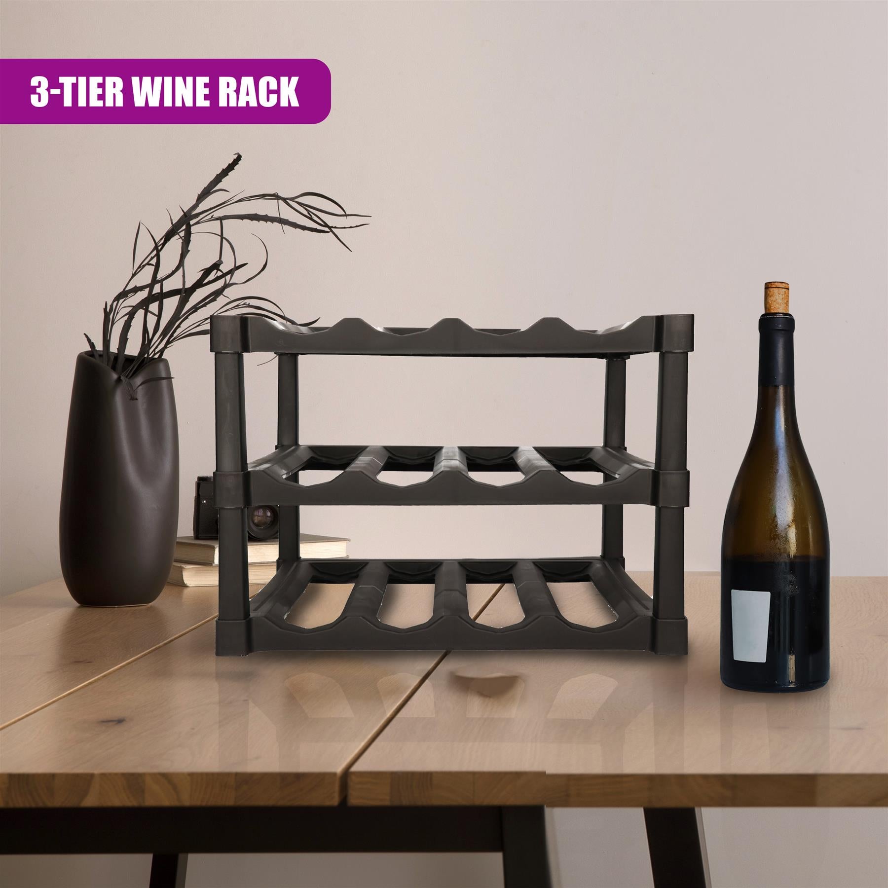 3 Tier Stackable 12 Bottle Wine Storage Rack