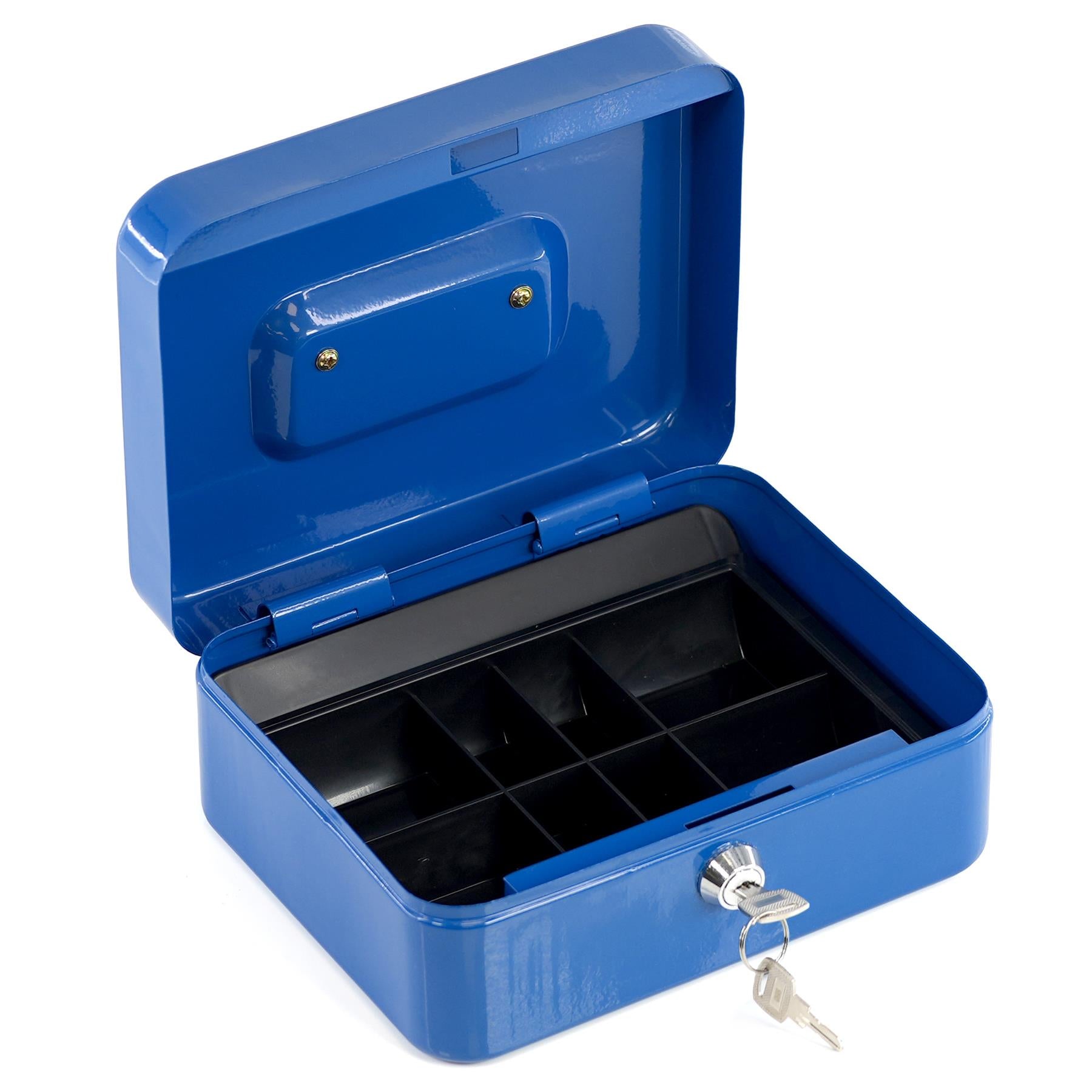 Metal Cash Box with Two Keys in Blue Colour 8 Inch by GEEZY - The Magic Toy Shop
