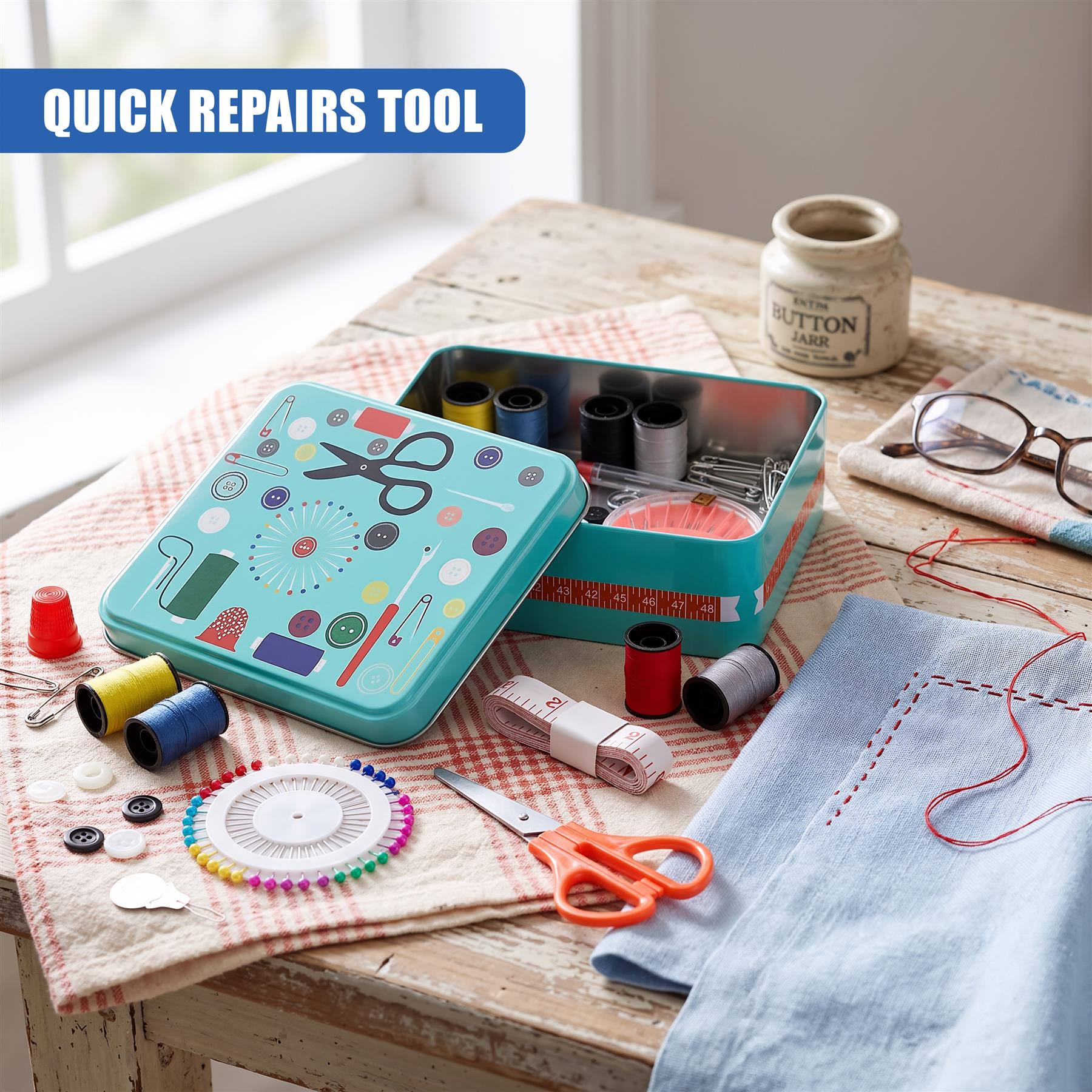 Metal Sewing Kit Box