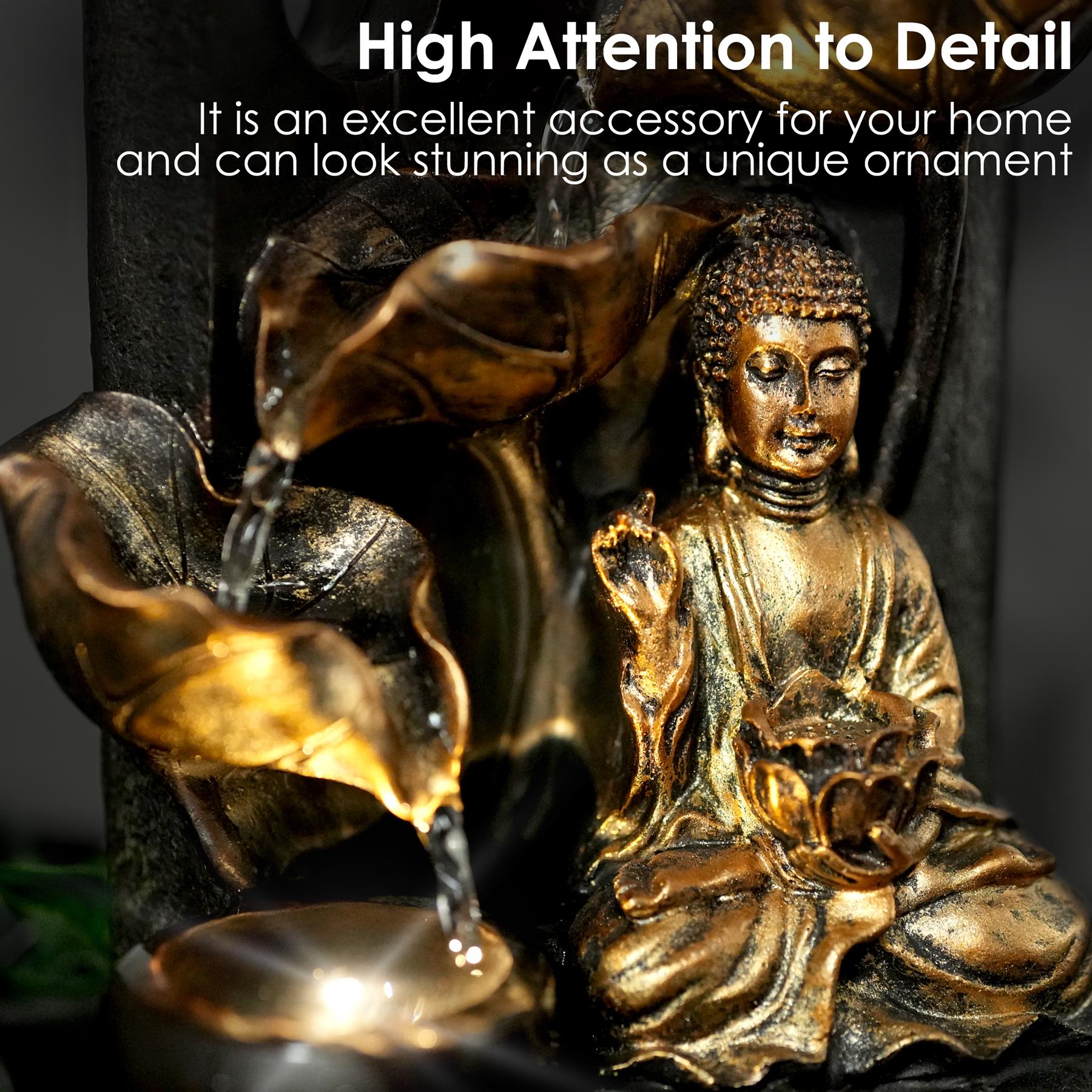 Buddha Water Feature Indoor With LED by GEEZY - The Magic Toy Shop