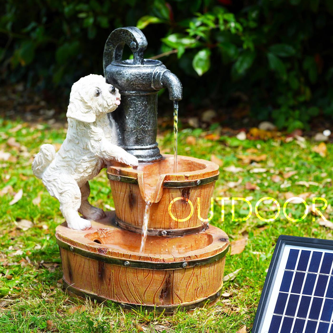 Puppy Solar Water Feature Outdoor With LED by GEEZY - The Magic Toy Shop