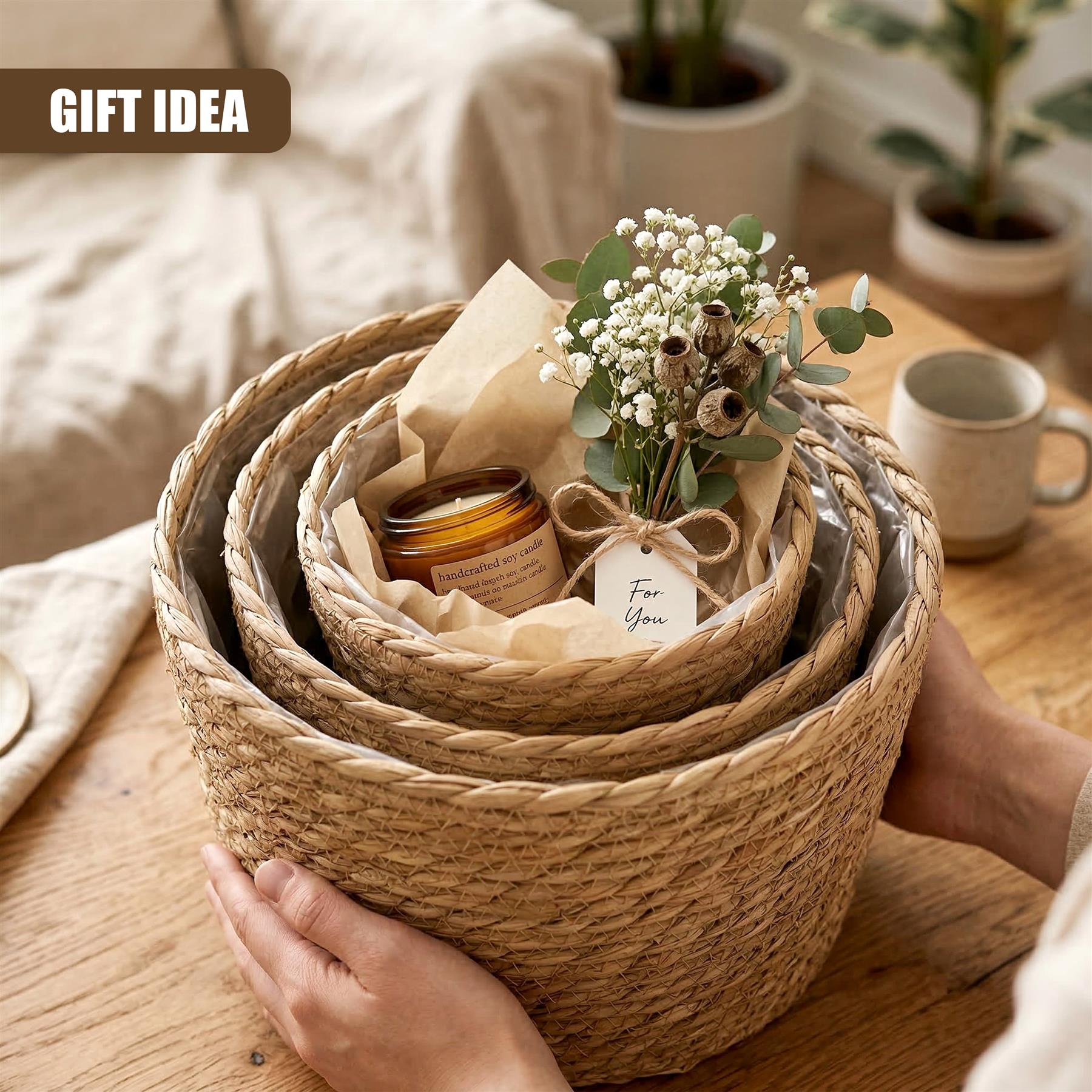 Set of 3 Wicker Planters