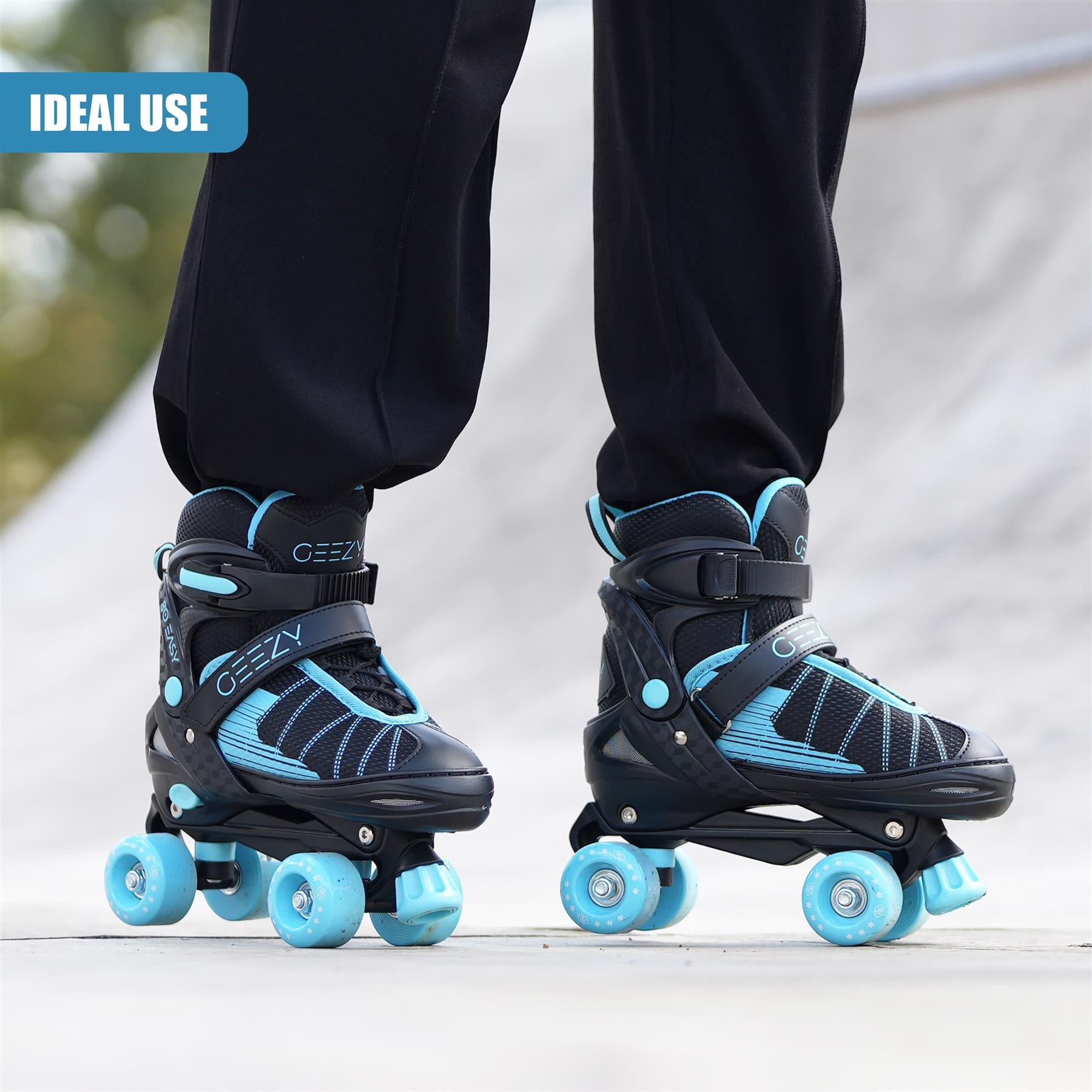 Adjustable Black & Blue Quad Roller Skates for Kids by The Magic Toy Shop - The Magic Toy Shop