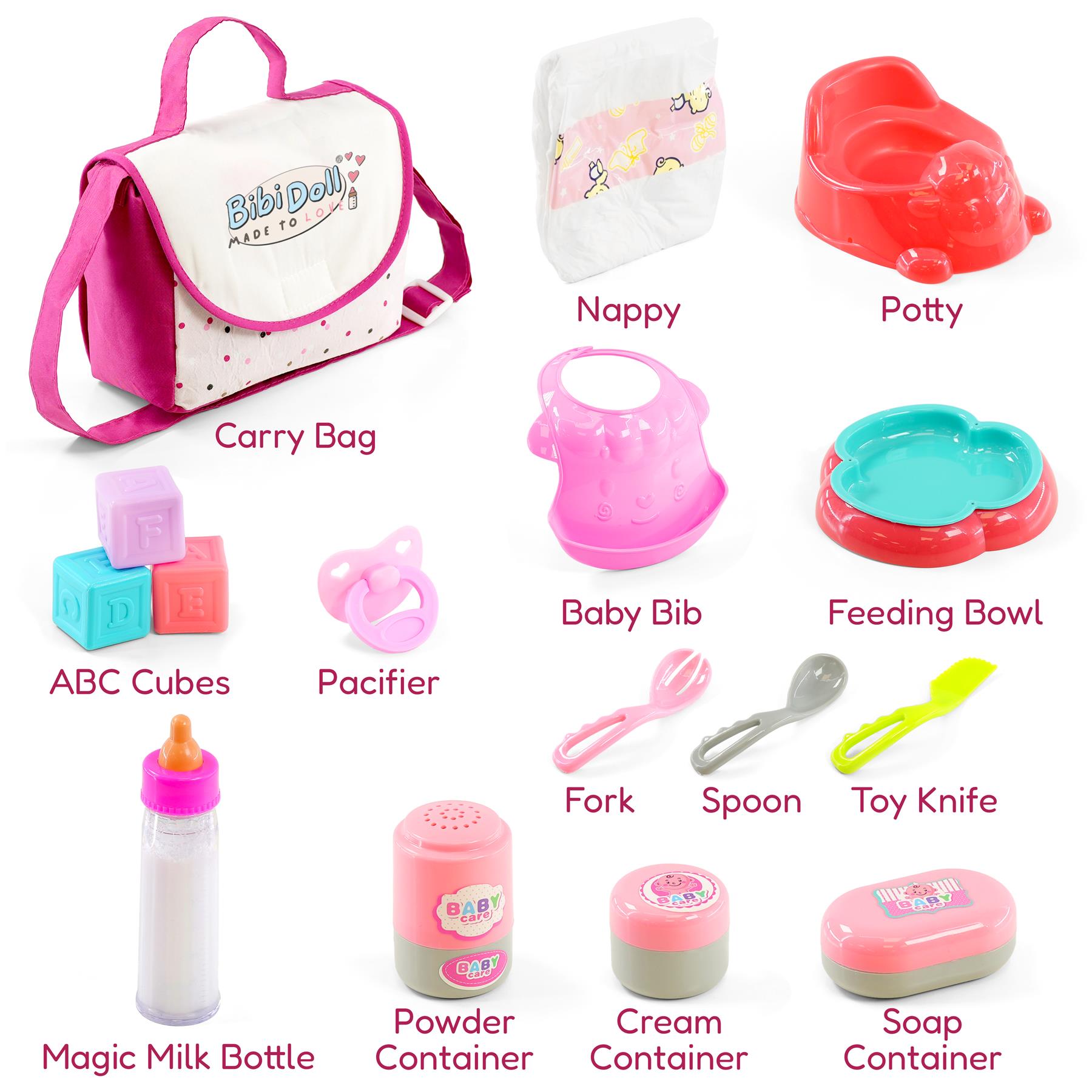 Doll Changing Bag With Accessories by BiBi Doll - The Magic Toy Shop