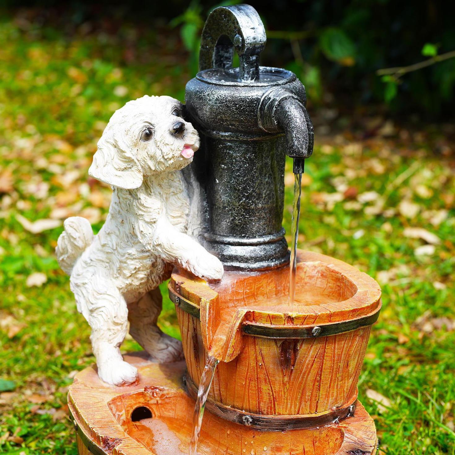 Puppy Solar Water Feature Outdoor With LED by GEEZY - The Magic Toy Shop
