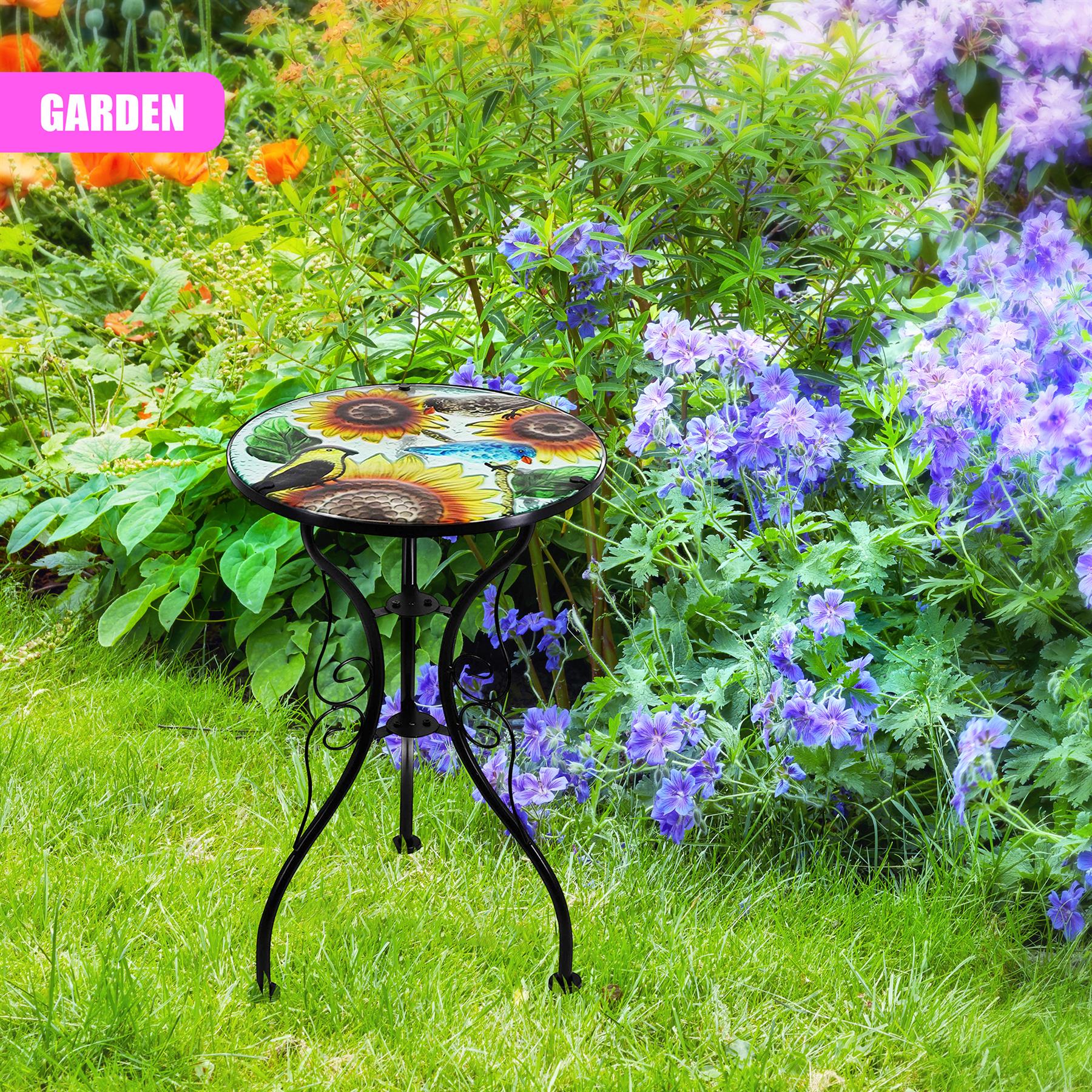 Round Side Mosaic Table With Sunflower Design by Geezy - The Magic Toy Shop