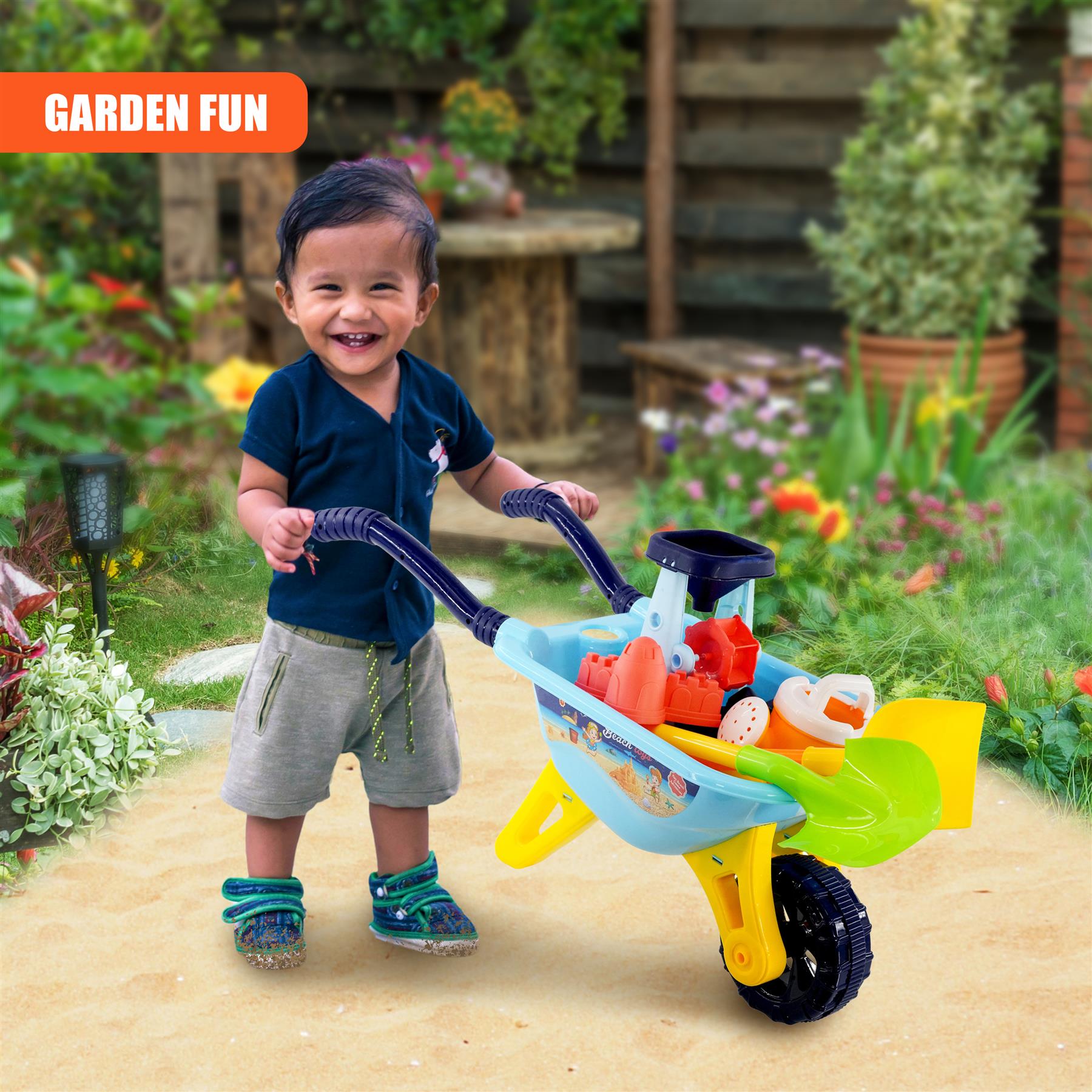 Children Sand and Water Beach Toys Mill, Wheelbarrow Accessories Playset by The Magic Toy Shop - The Magic Toy Shop