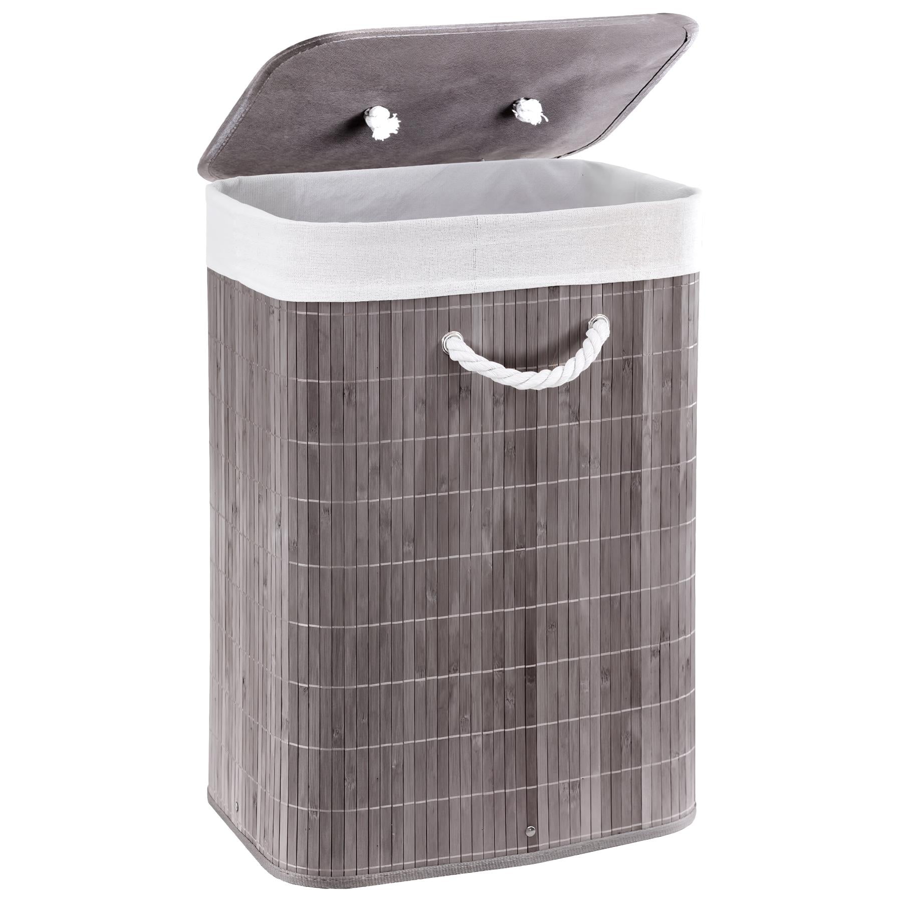 Grey Bamboo Laundry Hamper 72L