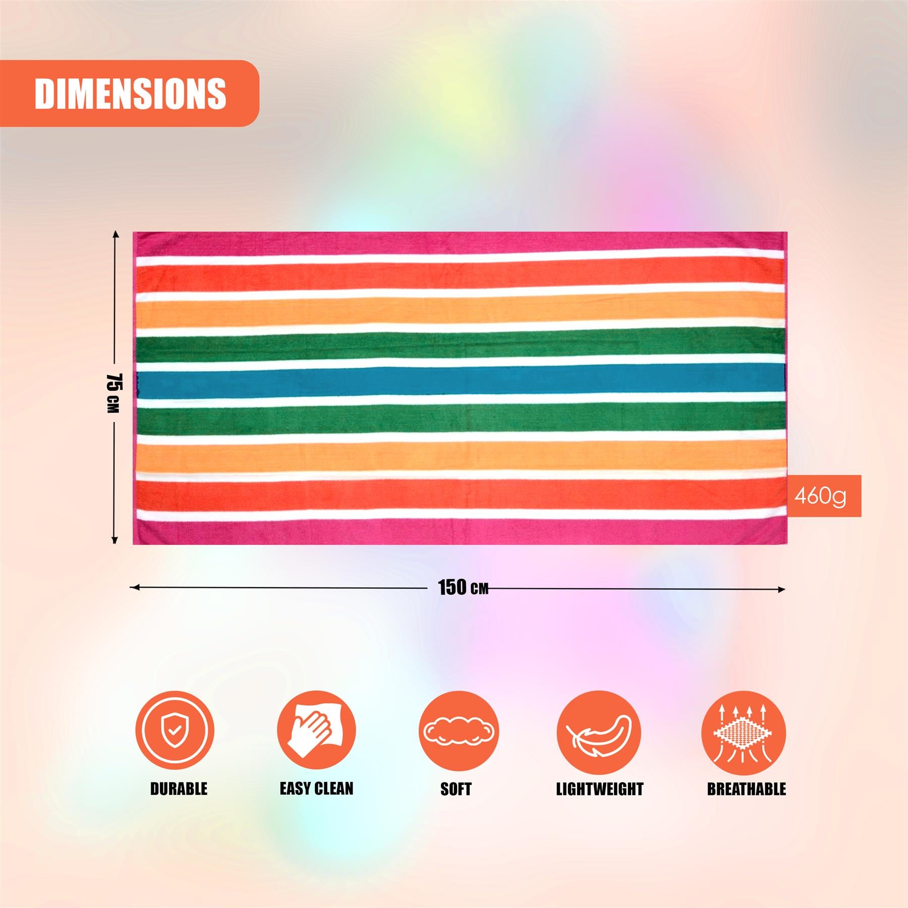 Large Velour Striped Beach Towel (Tropical Burst) by Geezy - The Magic Toy Shop