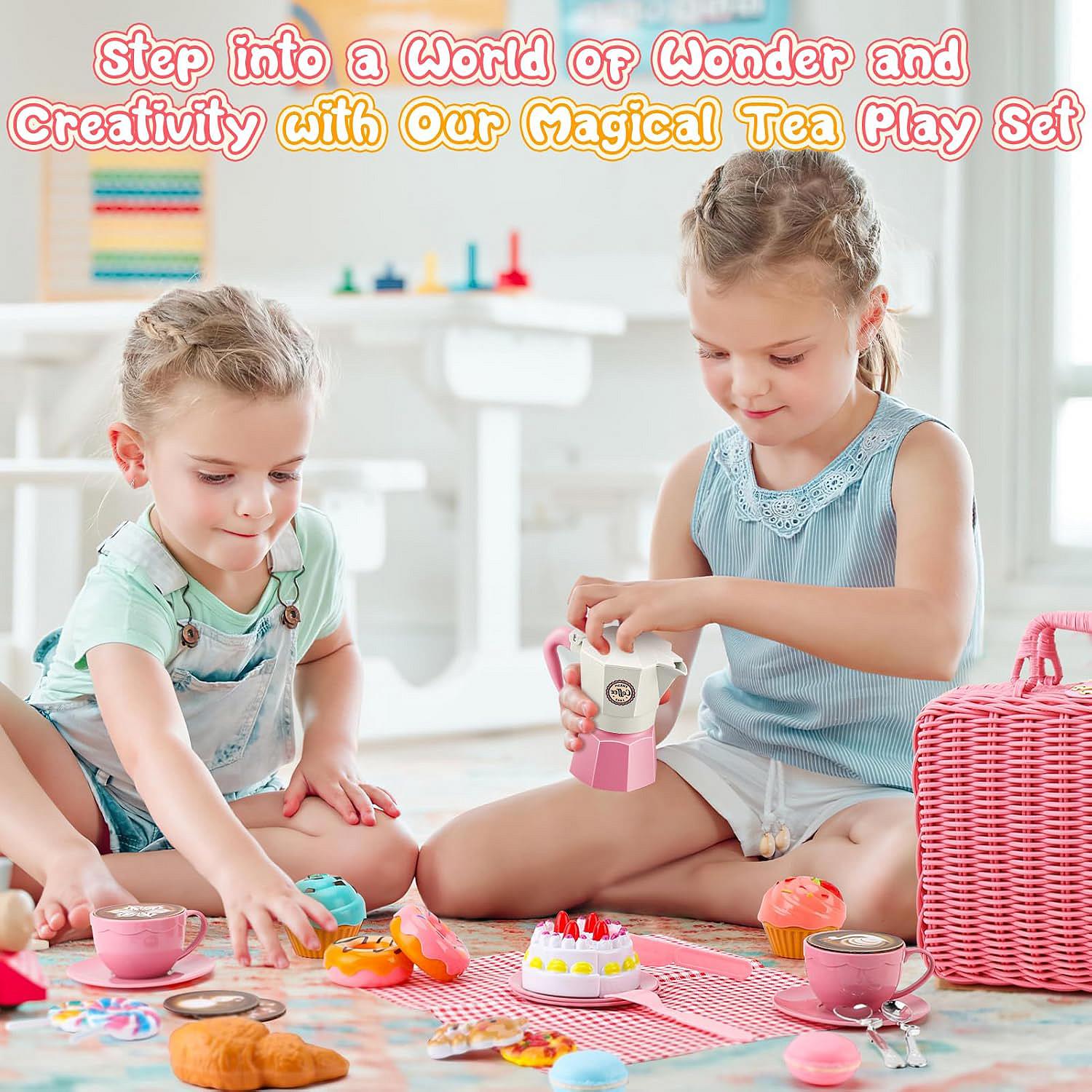 Kids Tea Party Set Picnic Basket with Handles by The Magic Toy Shop - The Magic Toy Shop